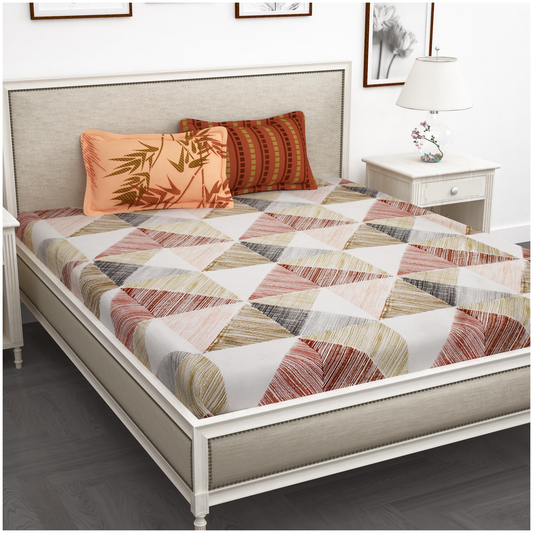 

Story Home Cotton Abstract King Size Bedsheet 210 TC ( 1 Bedsheet With 2 Pillow Covers Peach )