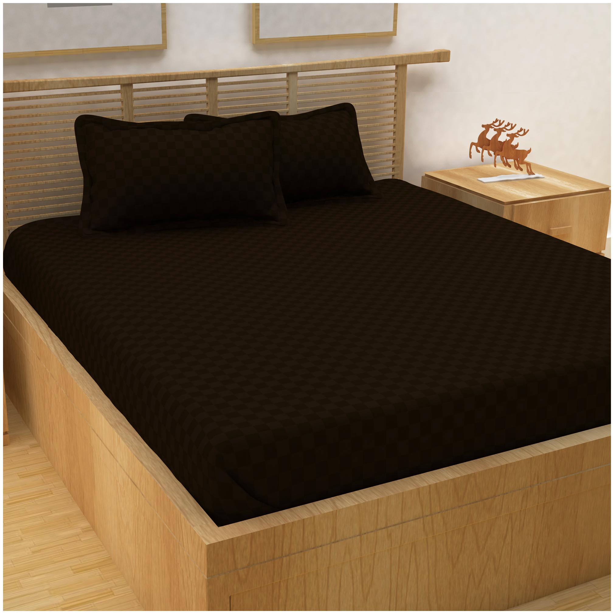 

Story Home Cotton Striped King Size Bedsheet 400 TC ( 1 Bedsheet With 2 Pillow Covers Brown )
