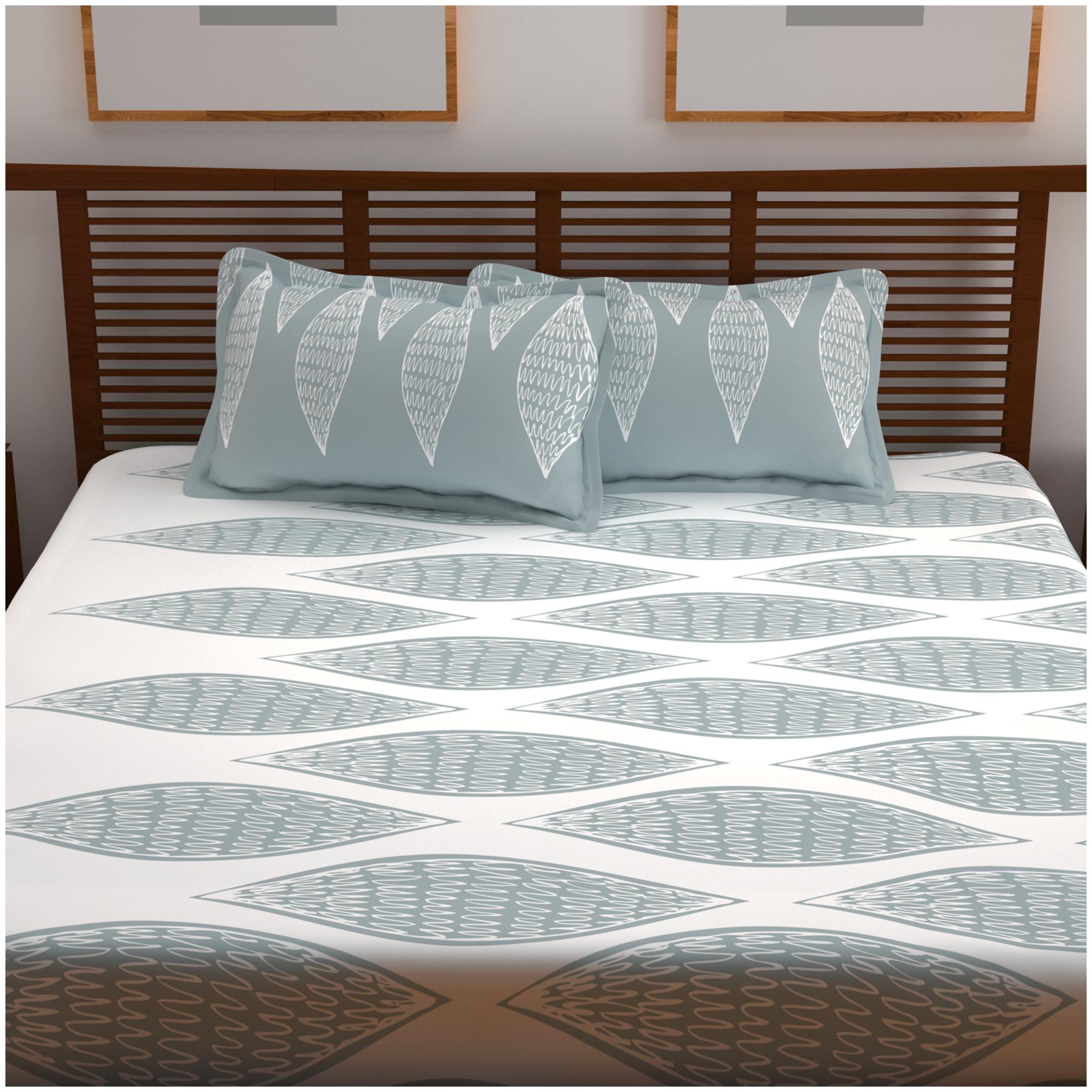 

Story Home Cotton Geometric Double Size Bedsheet 152 TC ( 1 Bedsheet With 2 Pillow Covers Grey )