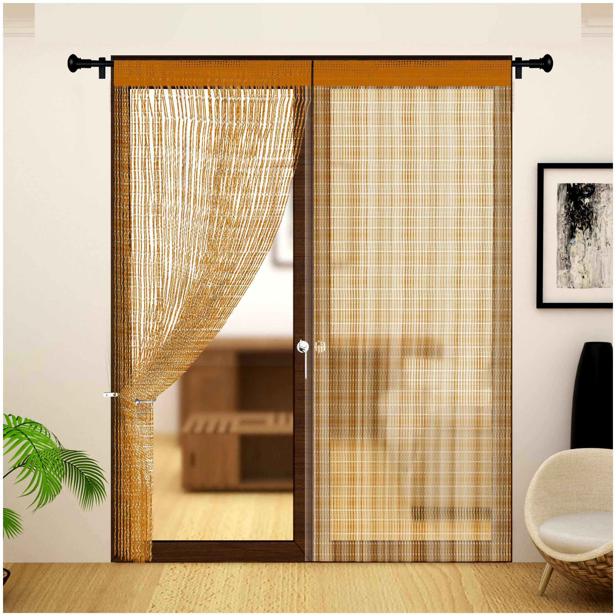 

Story Home Polyester Door Transparent Gold Regular Curtain ( Rod Pocket Closure Abstract )
