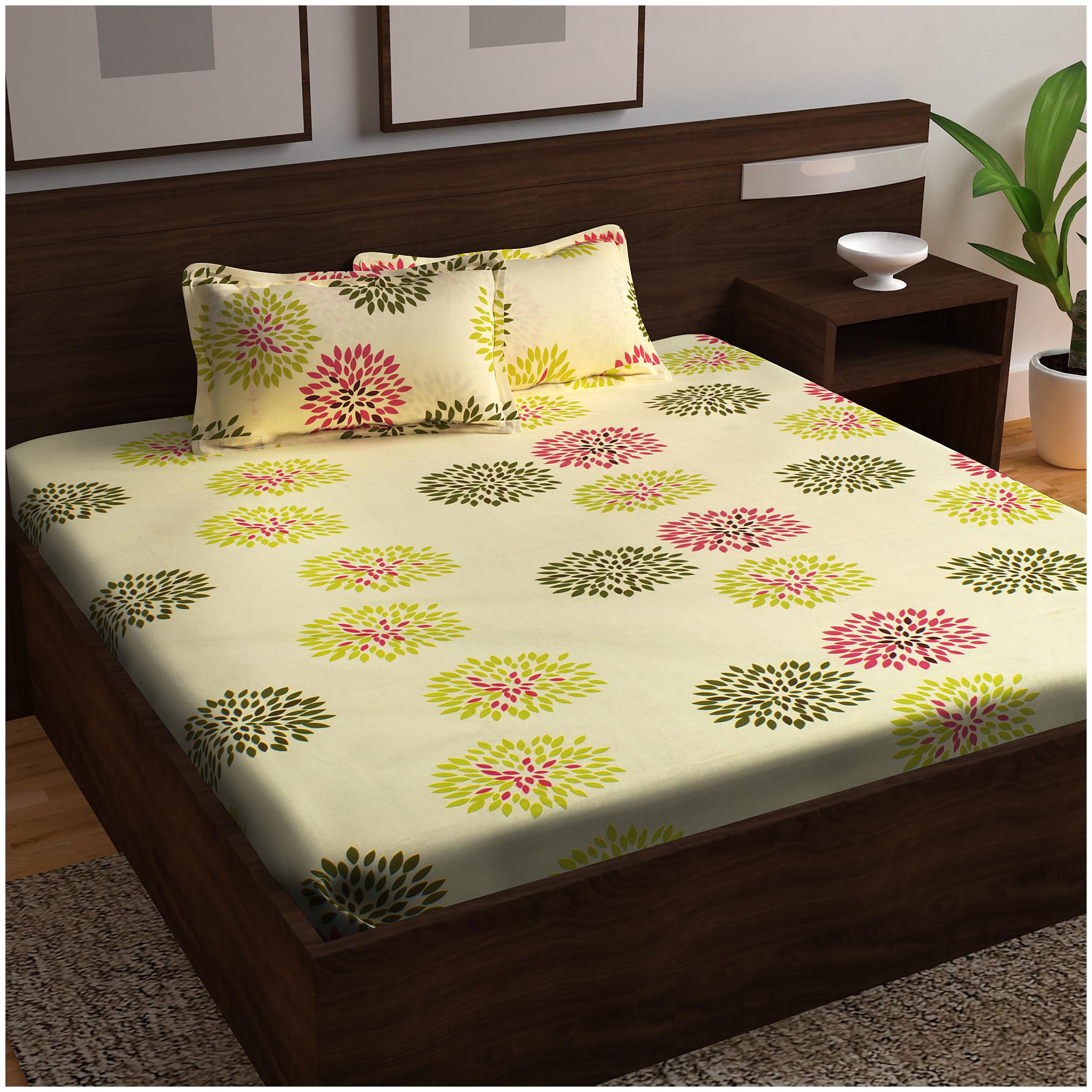 

Story Home Cotton Floral King Size Bedsheet 152 TC ( 1 Bedsheet With 2 Pillow Covers Multi )
