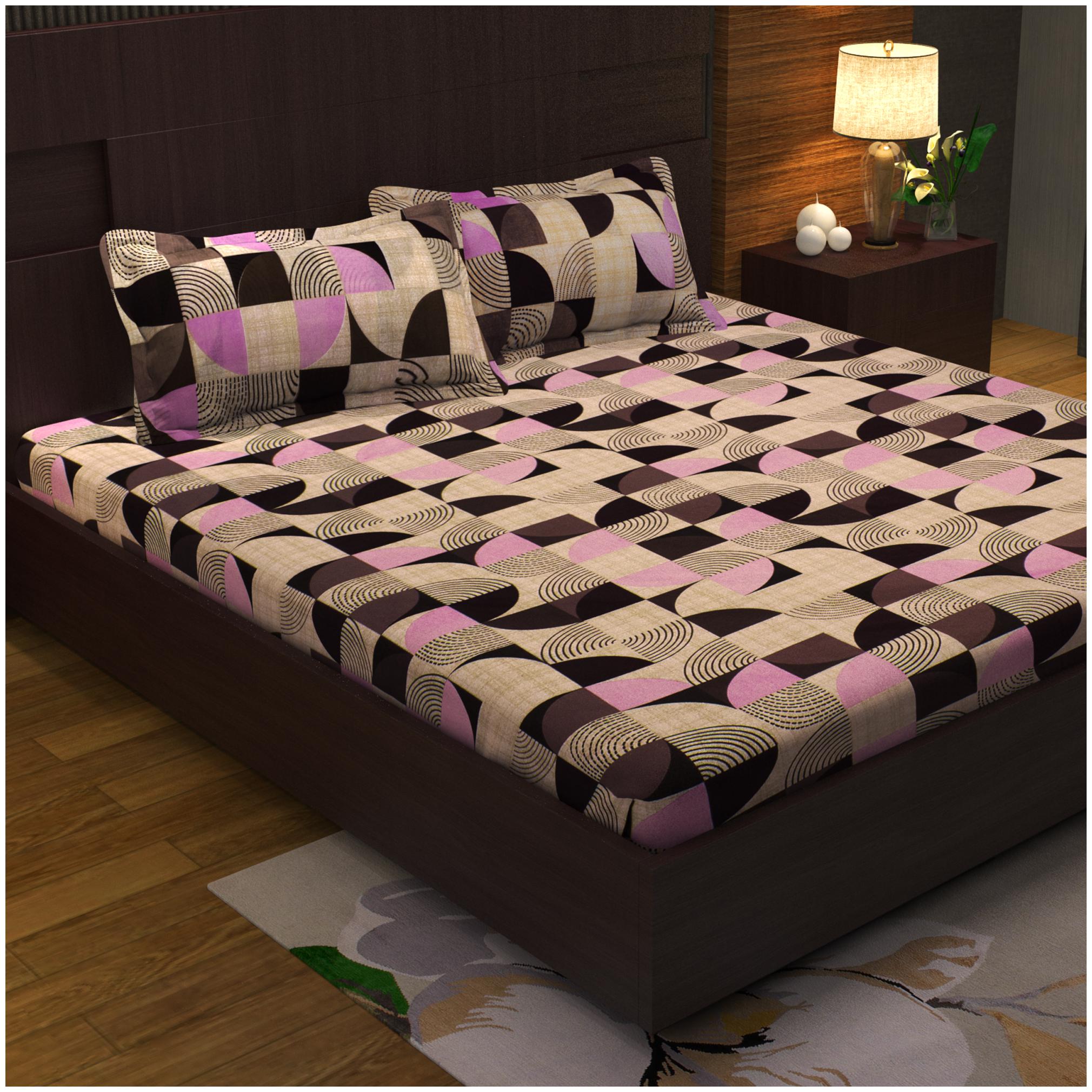 

Story Home Cotton Abstract Double Size Bedsheet 152 TC ( 1 Bedsheet With 2 Pillow Covers Pink )