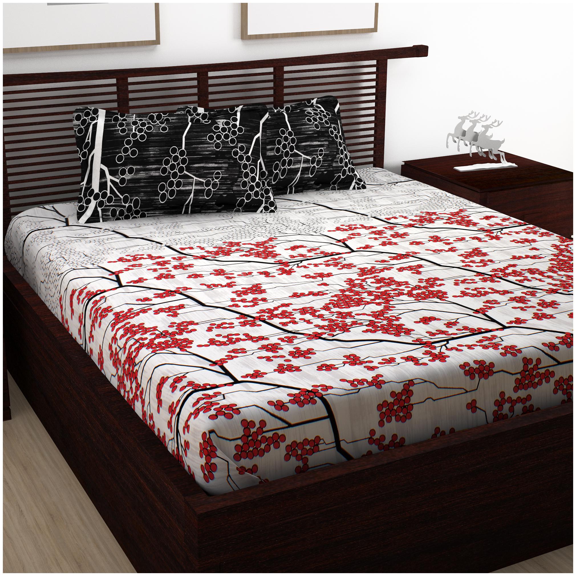 

Story Home Cotton Abstract Double Size Bedsheet 120 TC ( 1 Bedsheet With 2 Pillow Covers Red )