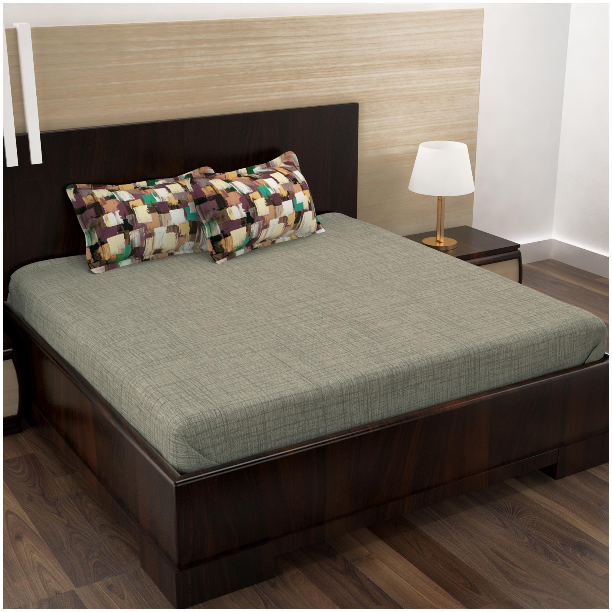 

Story Home Cotton Checkered Double Size Bedsheet 152 TC ( 1 Bedsheet With 2 Pillow Covers Brown )