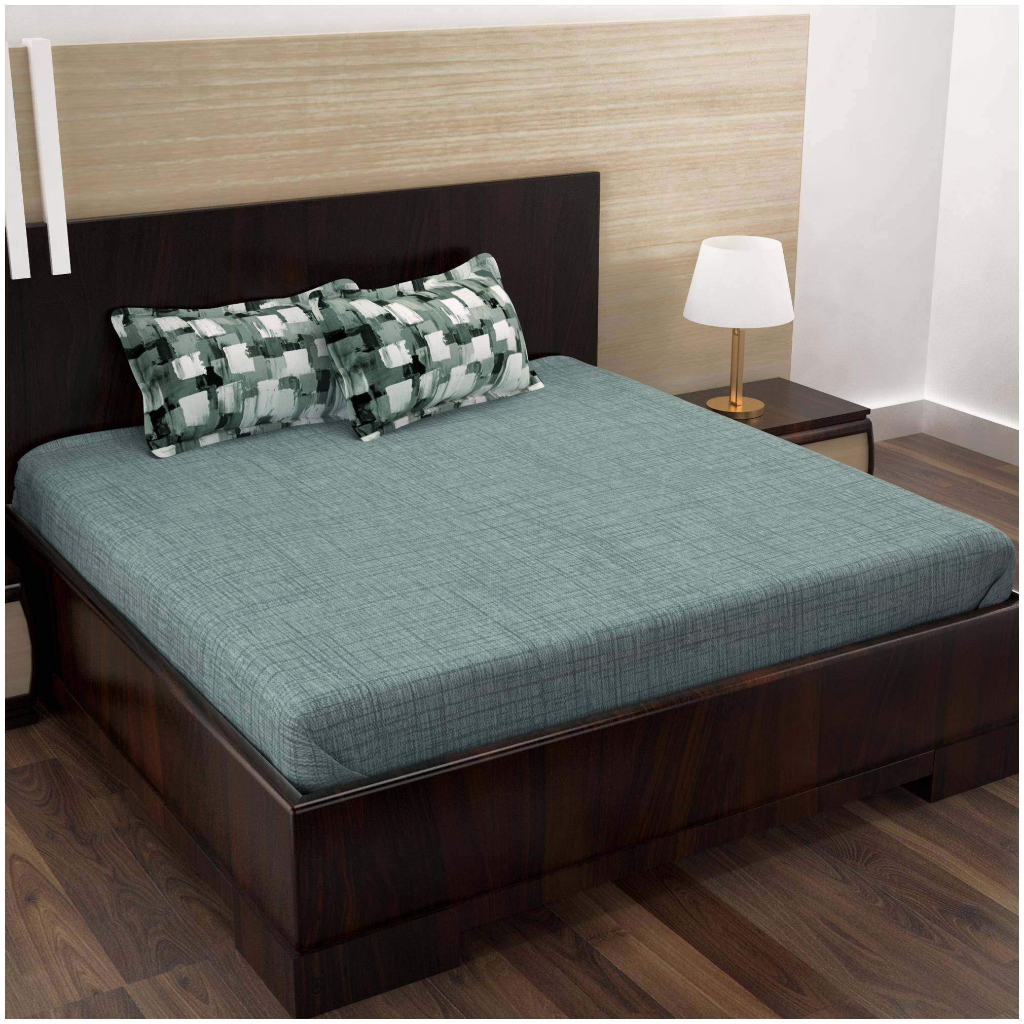 

Story Home Cotton Checkered Double Size Bedsheet 152 TC ( 1 Bedsheet With 2 Pillow Covers Grey )