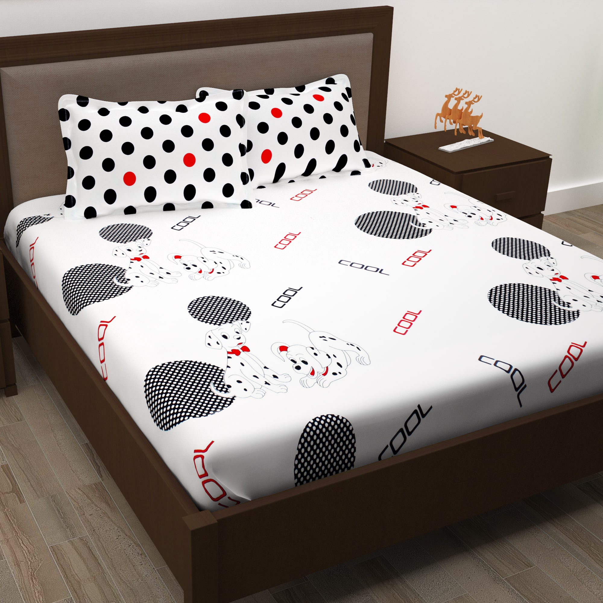 

Story Home Cotton Abstract Double Size Bedsheet 186 TC ( 1 Bedsheet With 2 Pillow Covers White )