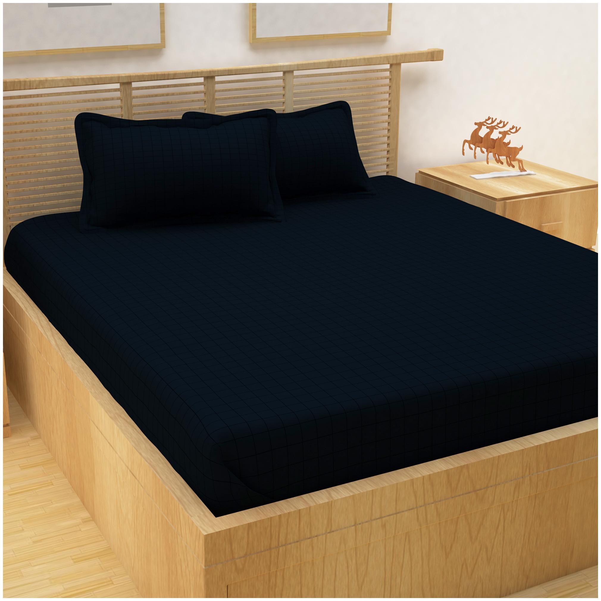 

Story Home Cotton Striped King Size Bedsheet 400 TC ( 1 Bedsheet With 2 Pillow Covers Blue )