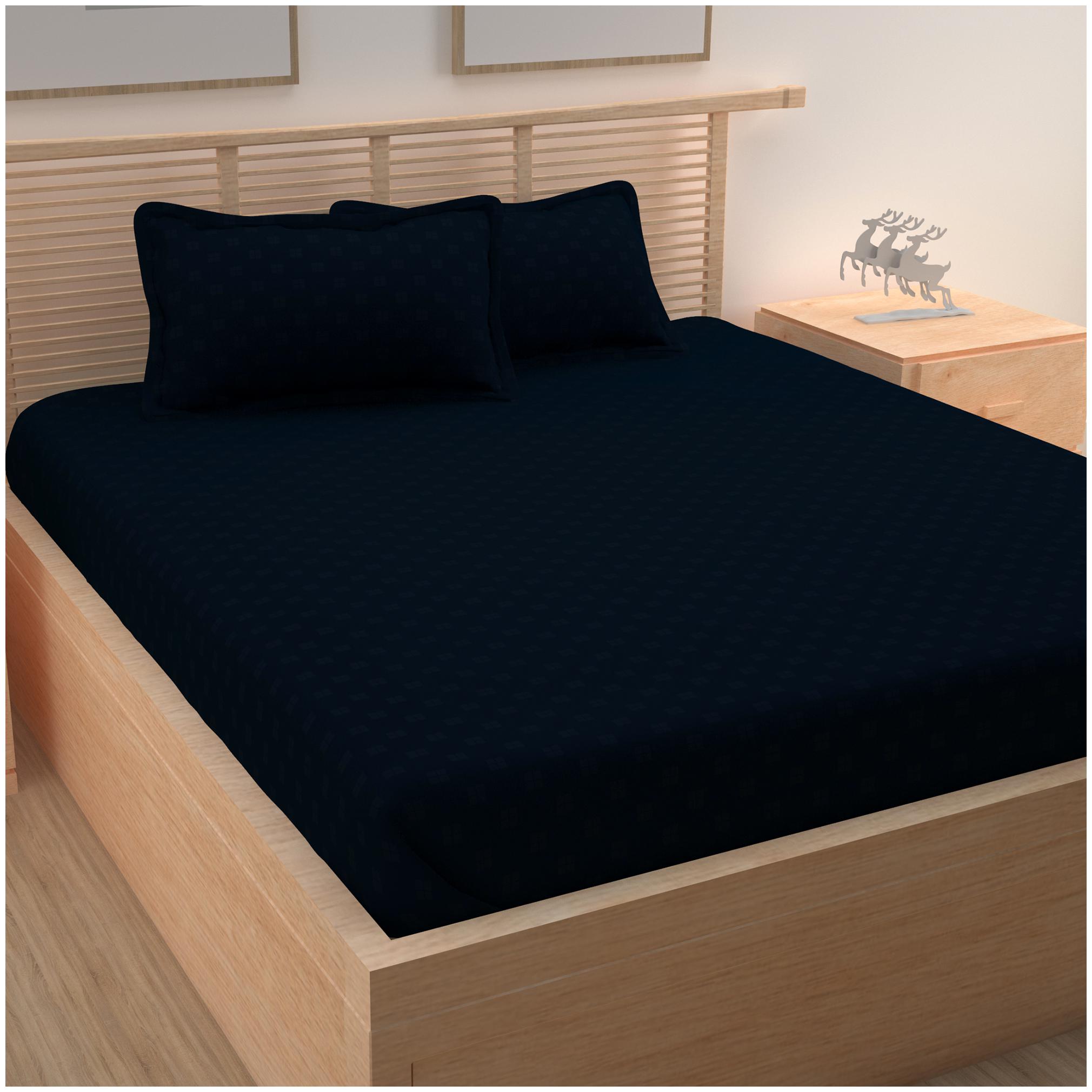 

Story Home Cotton Checkered King Size Bedsheet 400 TC ( 1 Bedsheet With 2 Pillow Covers Blue )