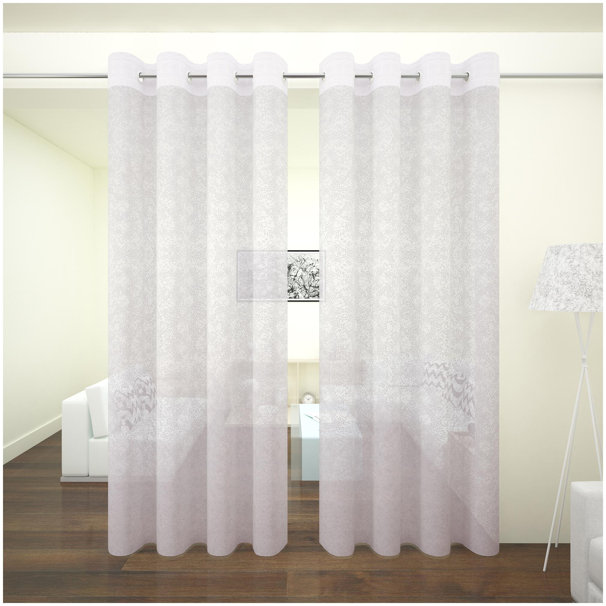 

Story Home Polyester Long Door Semi Transparent White Sheer Curtain ( Eyelet Closure Abstract )
