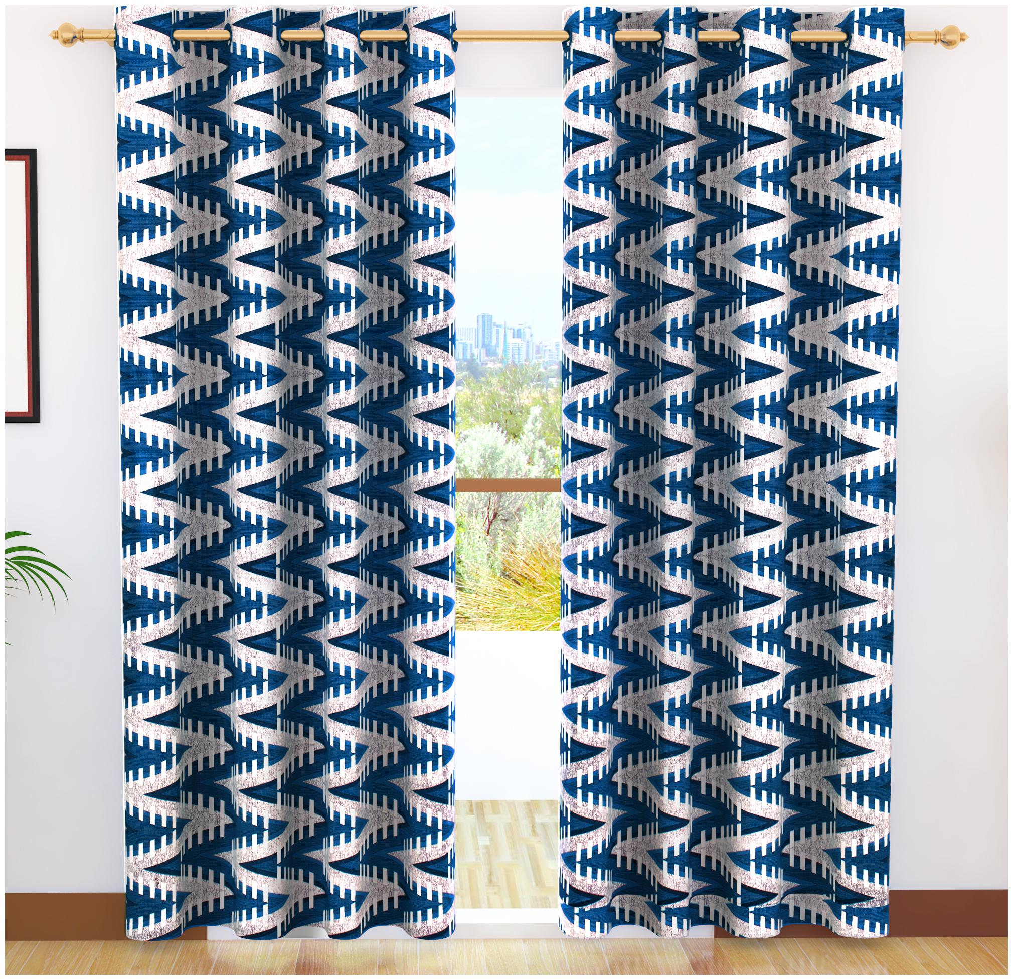 

Story Home Polyester Door Semi Transparent Blue Regular Curtain ( Eyelet Closure Abstract )