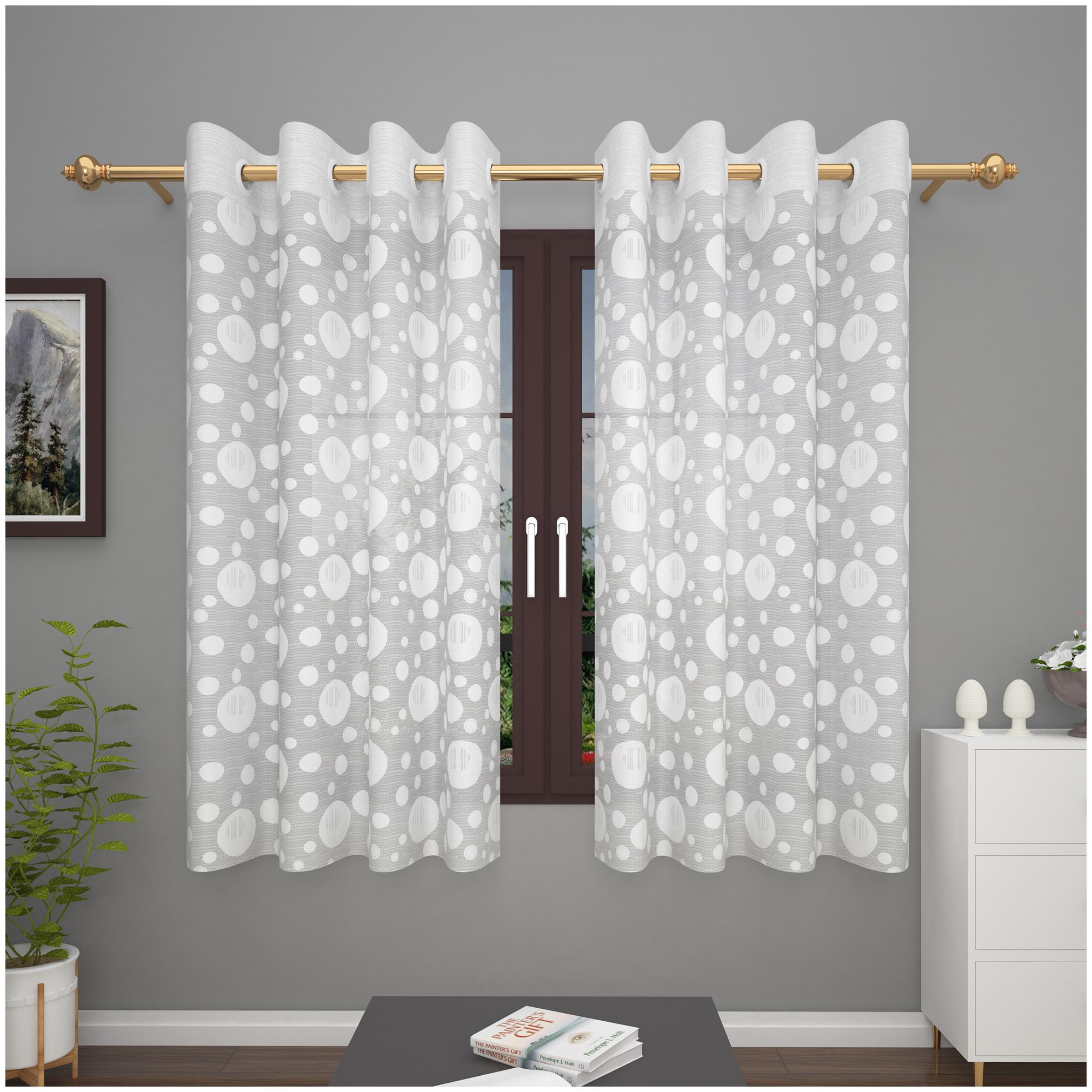 

Story Home Polyester Window Semi Transparent White Sheer Curtain ( Eyelet Closure Polka Dot )