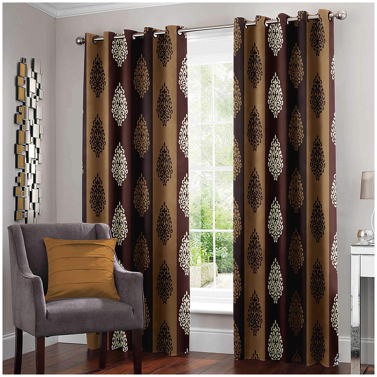 

Story Home Polyester Window Semi Transparent Brown Regular Curtain ( Eyelet Closure Abstract )