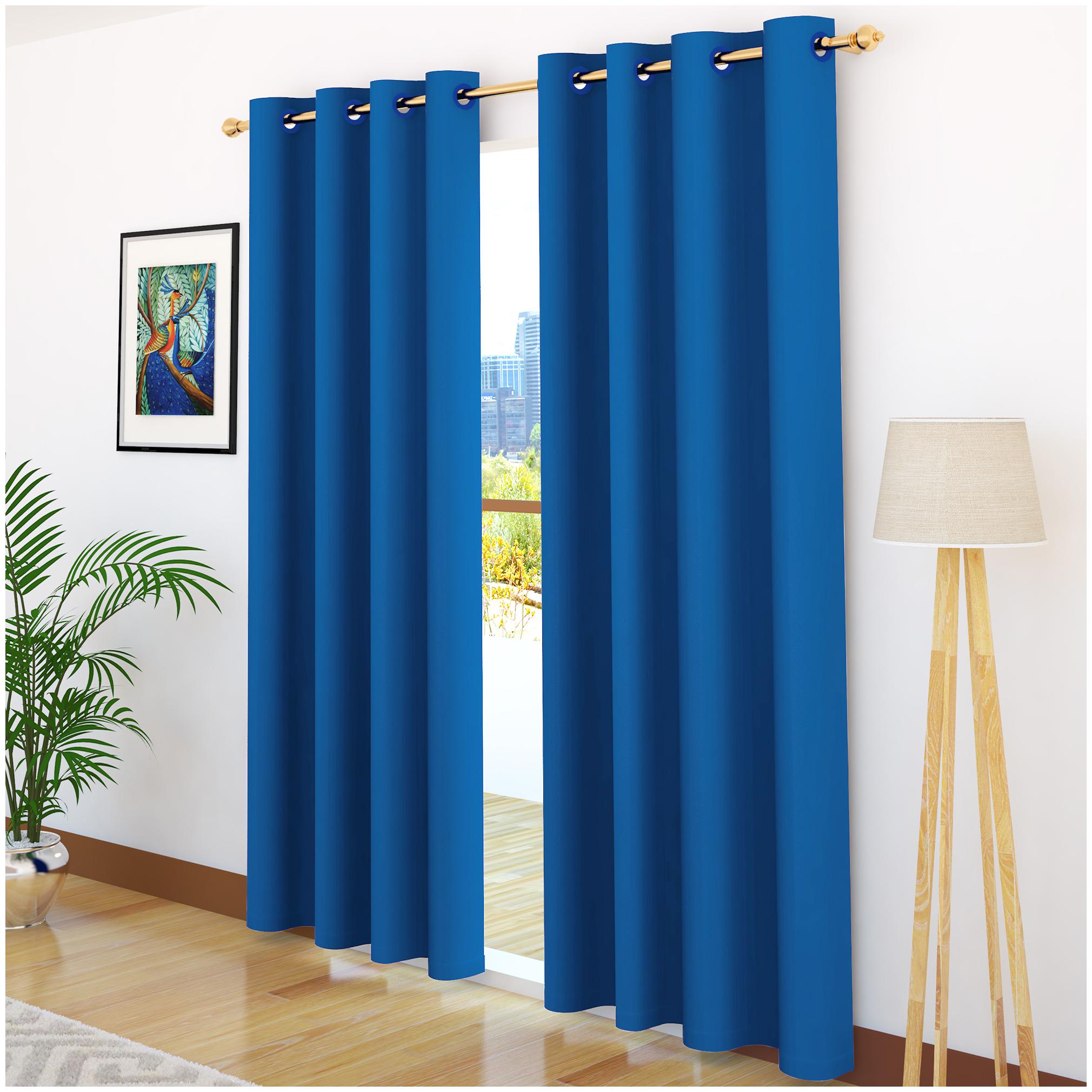 

Story Home 2 pcs Faux Silk Blackout Gold Door Curtains - 7ft