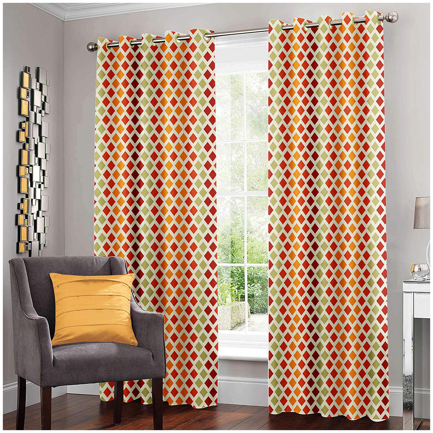 

Story Home Polyester Window Semi Transparent Red Regular Curtain ( Eyelet Closure Abstract )