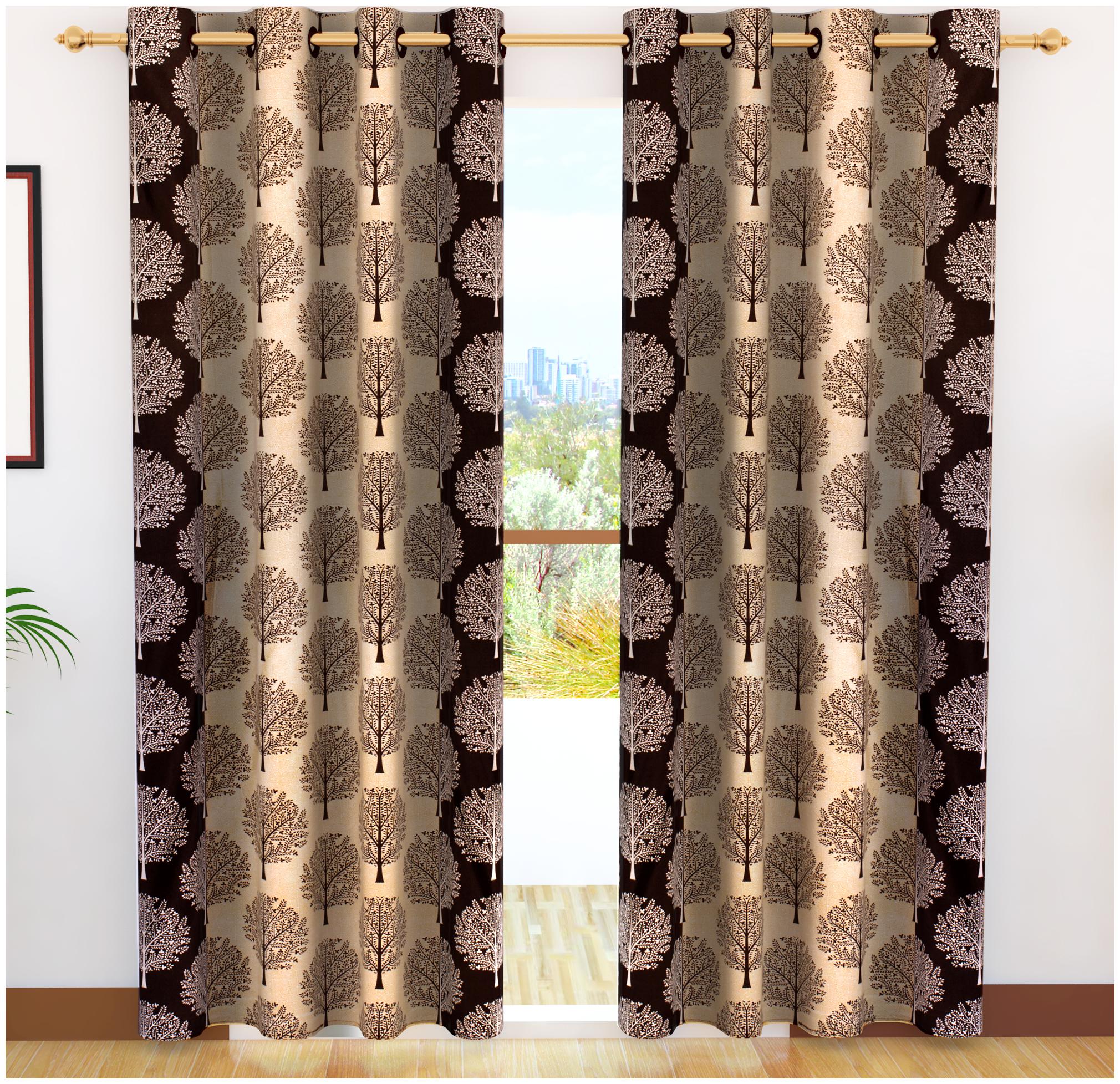 

Story Home Polyester Door Semi Transparent Brown Regular Curtain ( Eyelet Closure Abstract )