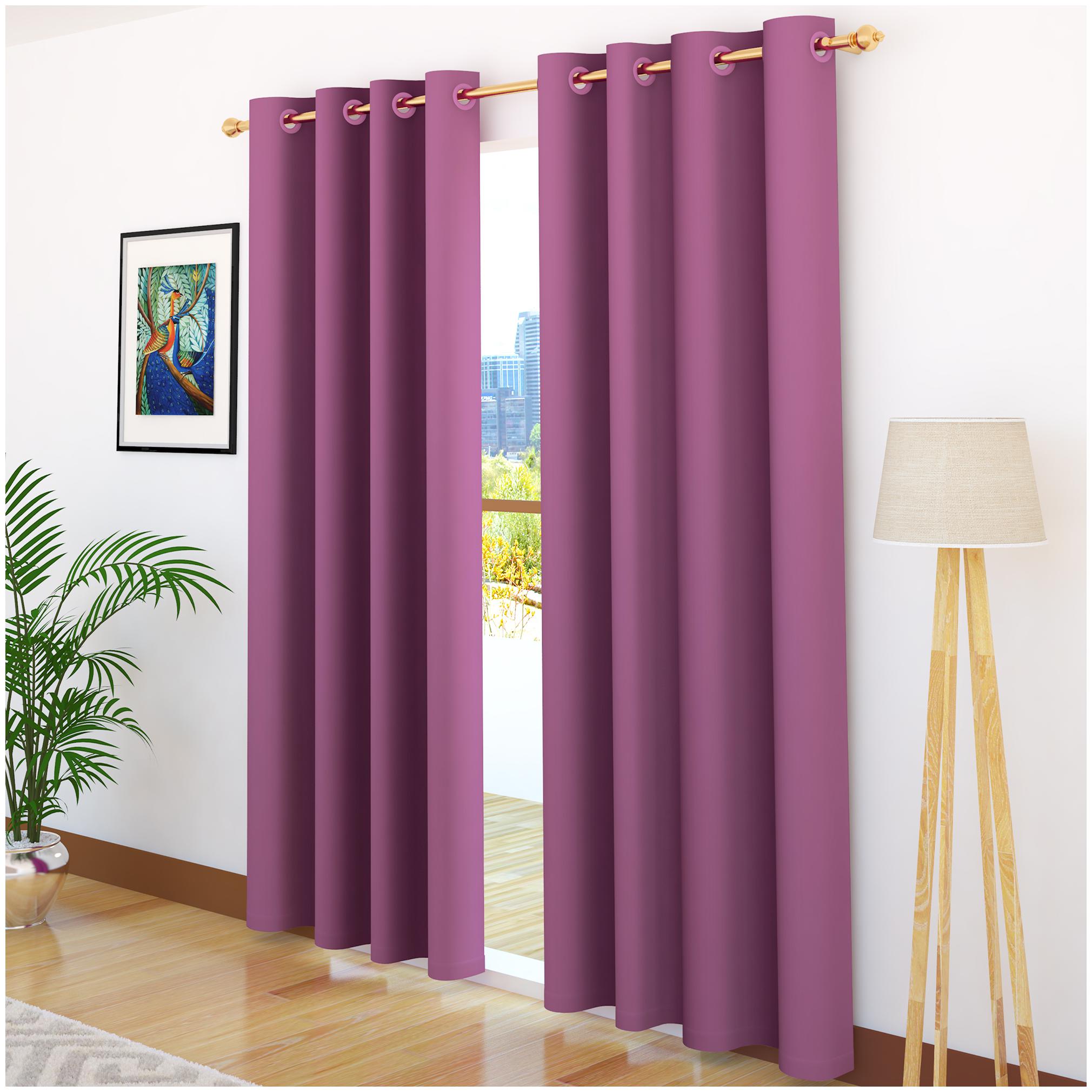 

Story Home Faux Silk Door Blackout Lavender Regular Curtain ( Eyelet Closure Solid )