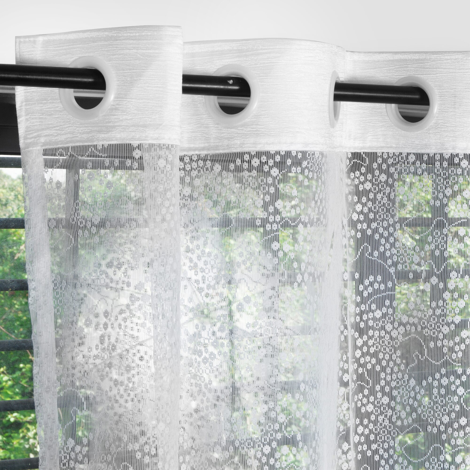 

Story Home Polyester Door Semi Transparent White Sheer Curtain ( Eyelet Closure Abstract )