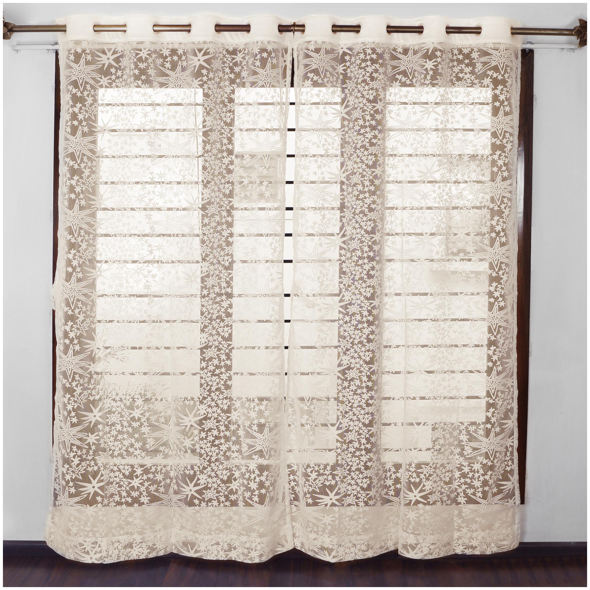 

Story Home Polyester Door Semi Transparent Beige Sheer Curtain ( Eyelet Closure Abstract )