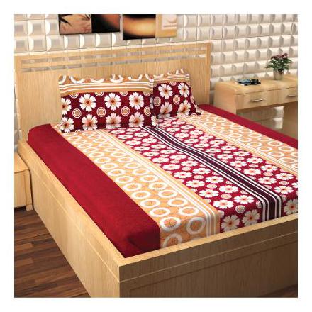 

Story Home Cotton Floral Double Size Bedsheet 300 TC ( 1 Bedsheet With 2 Pillow Covers Maroon )