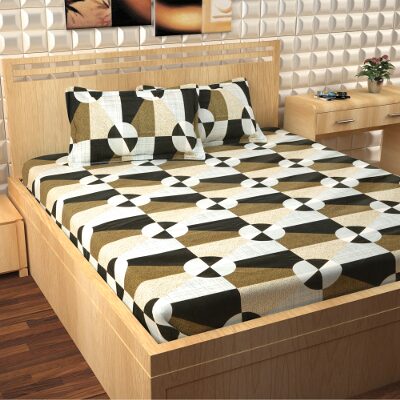 

Story Home Cotton Abstract Double Size Bedsheet 300 TC ( 1 Bedsheet With 2 Pillow Covers Black )