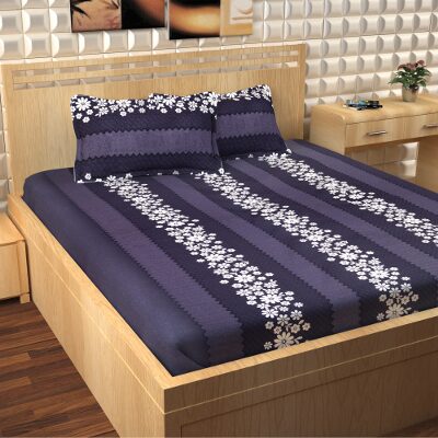 

Story Home Cotton Floral Double Size Bedsheet 300 TC ( 1 Bedsheet With 2 Pillow Covers Purple )