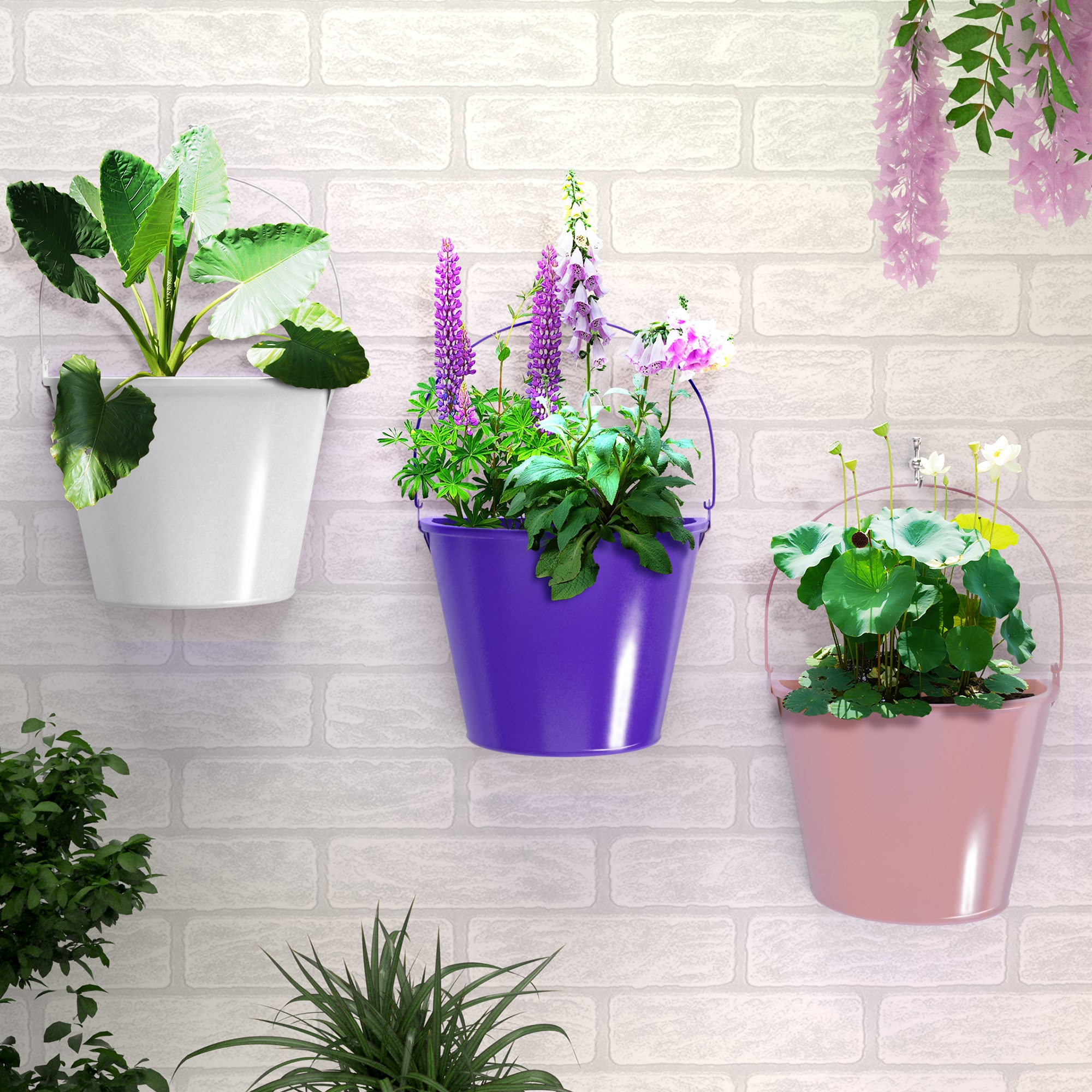 

Story Home 3 pc Of Metal Bucket Pots Set