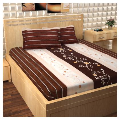 

Story Home Cotton Floral Double Size Bedsheet 300 TC ( 1 Bedsheet With 2 Pillow Covers Brown )