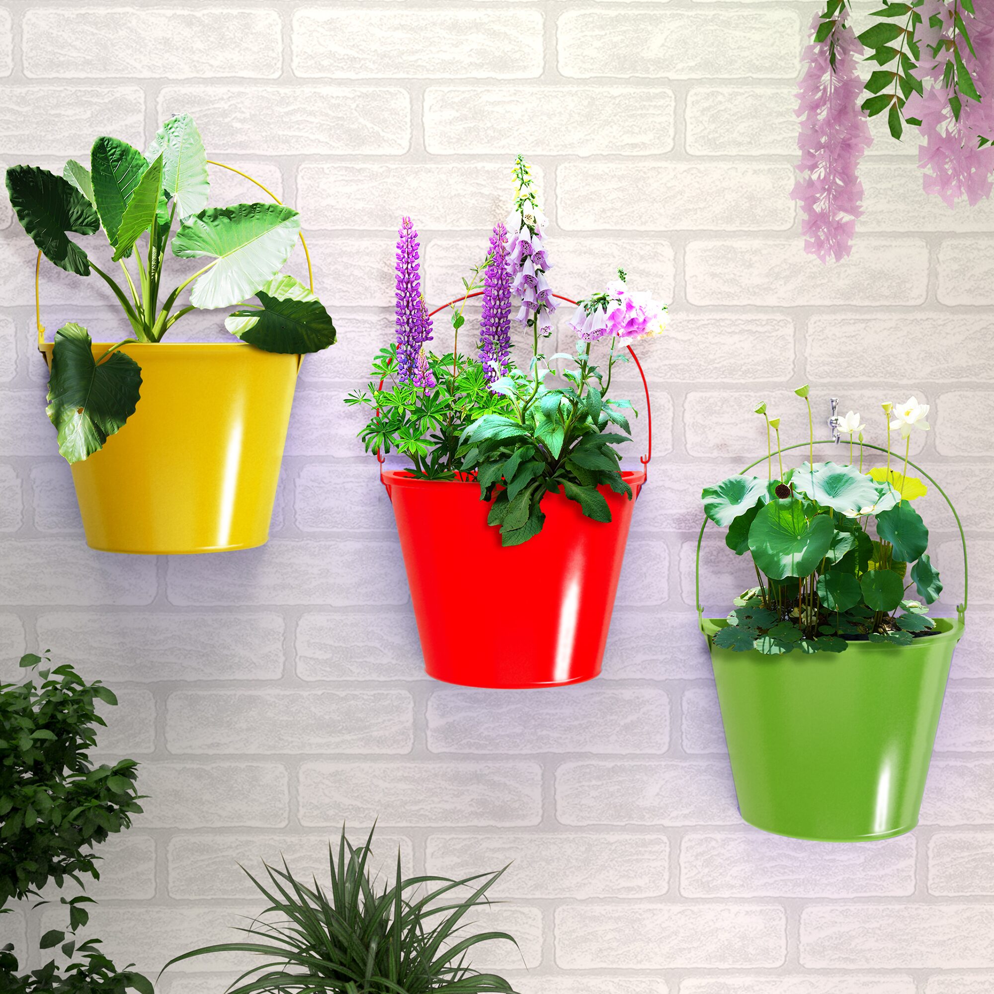 

Story Home 3 pc Of Metal Bucket Pots Set