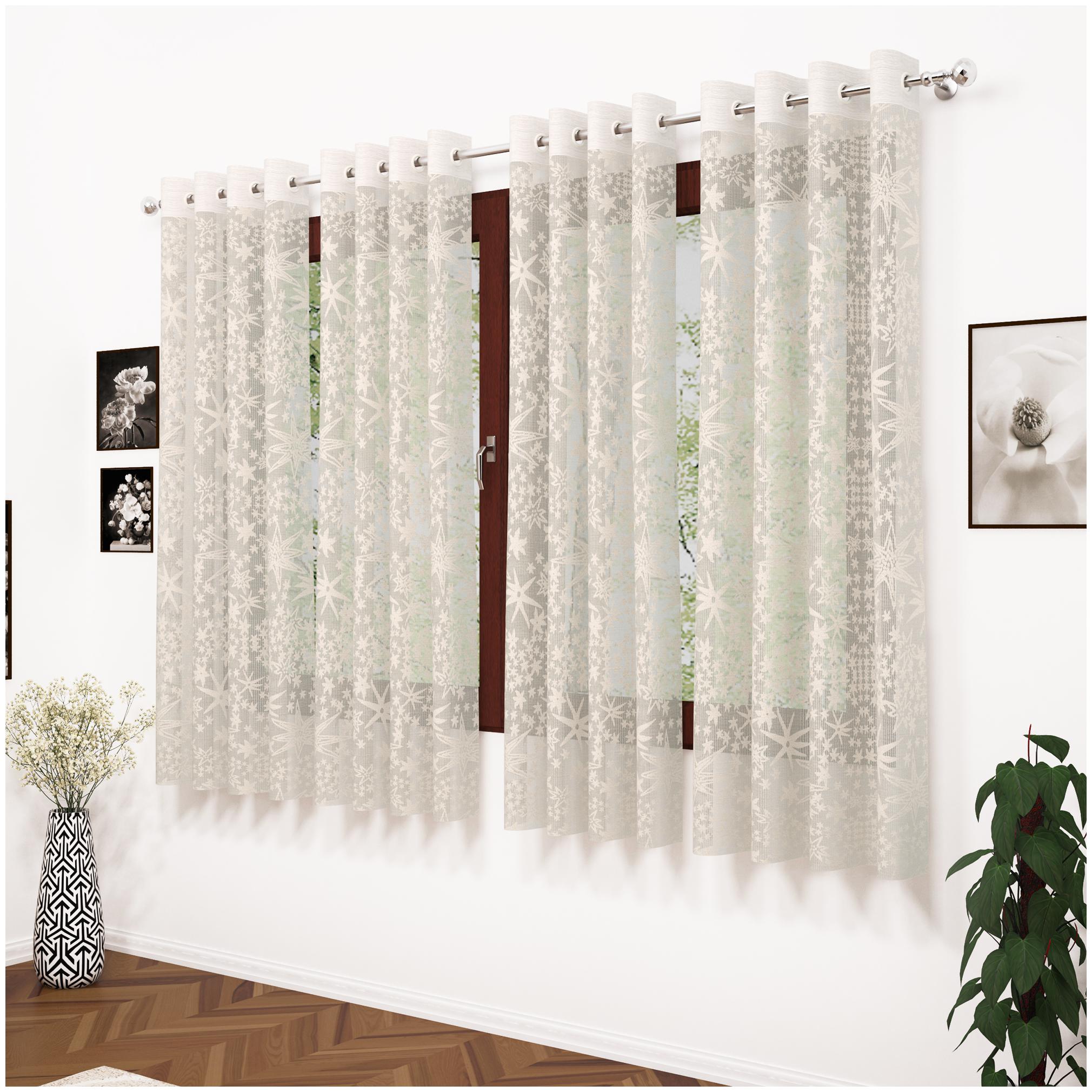 

Story Home Polyester Window Semi Transparent Beige Sheer Curtain ( Eyelet Closure Abstract )