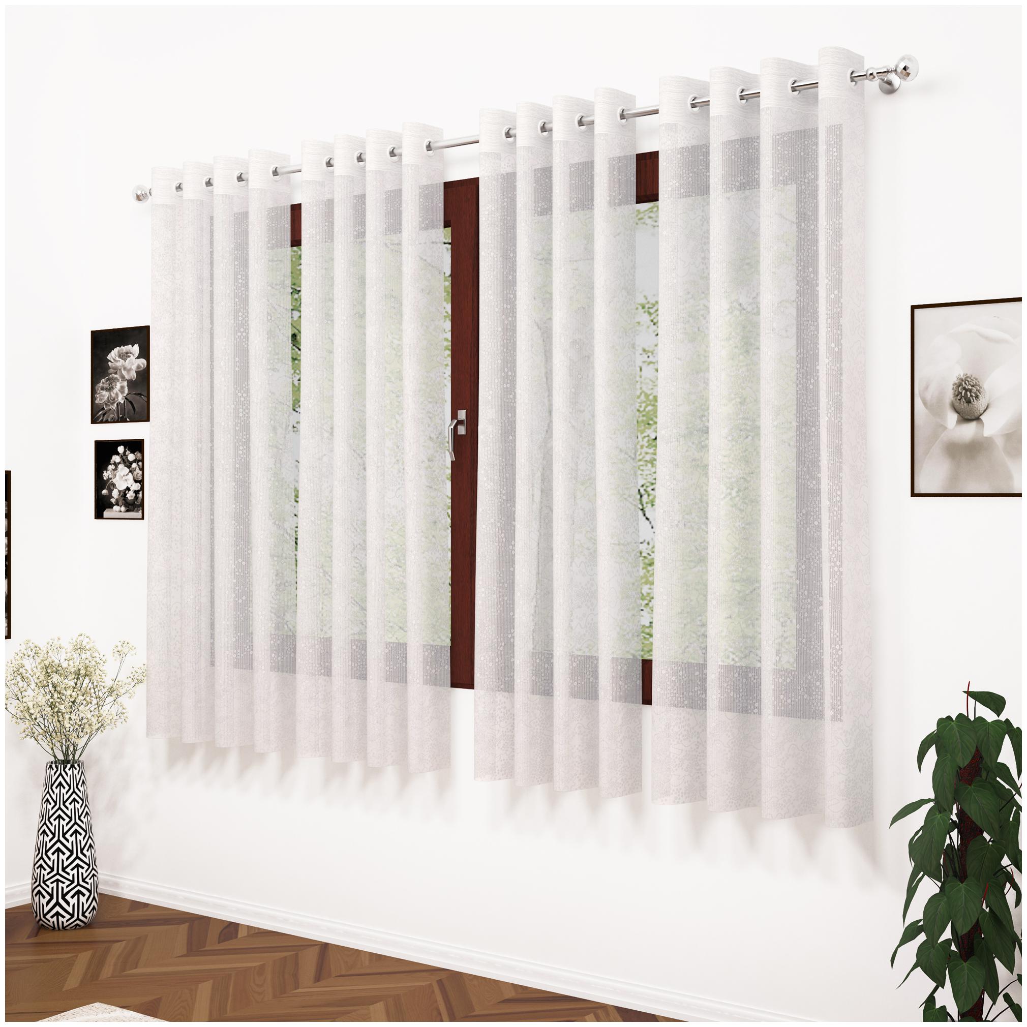 

Story Home Polyester Window Semi Transparent White Sheer Curtain ( Eyelet Closure Abstract )