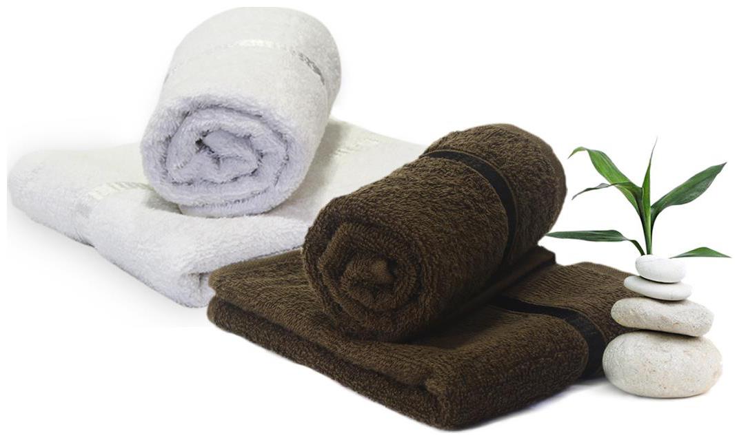 

Story Home 450 Cotton Hand towel ( 4 pieces Brown White )