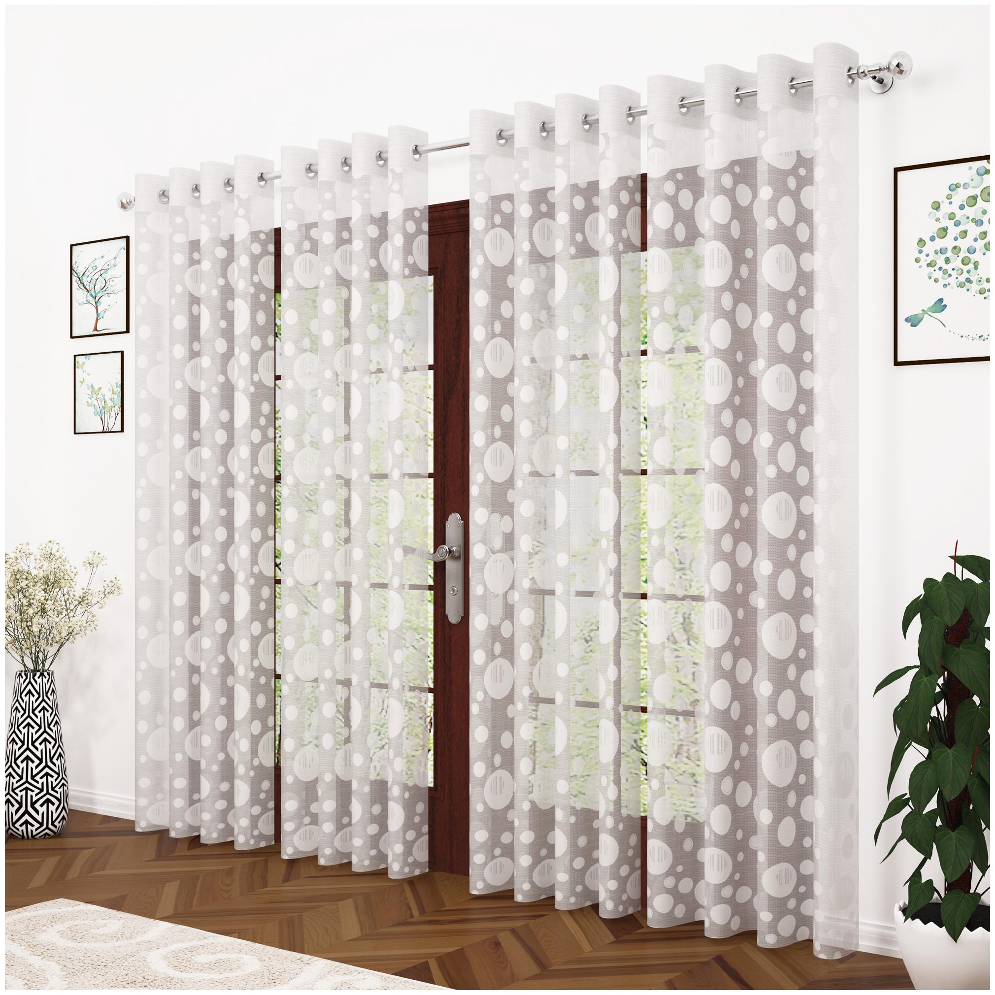 

Story Home Polyester Door Semi Transparent White Sheer Curtain ( Eyelet Closure Polka Dot )
