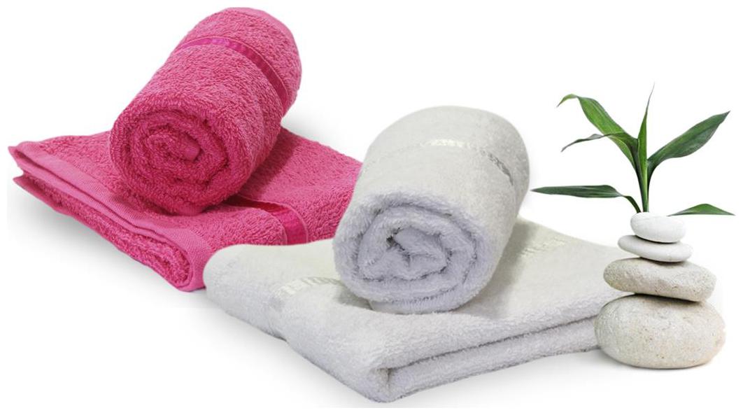 

Story Home 450 GSM Cotton Hand towel ( 4 pieces White Pink )