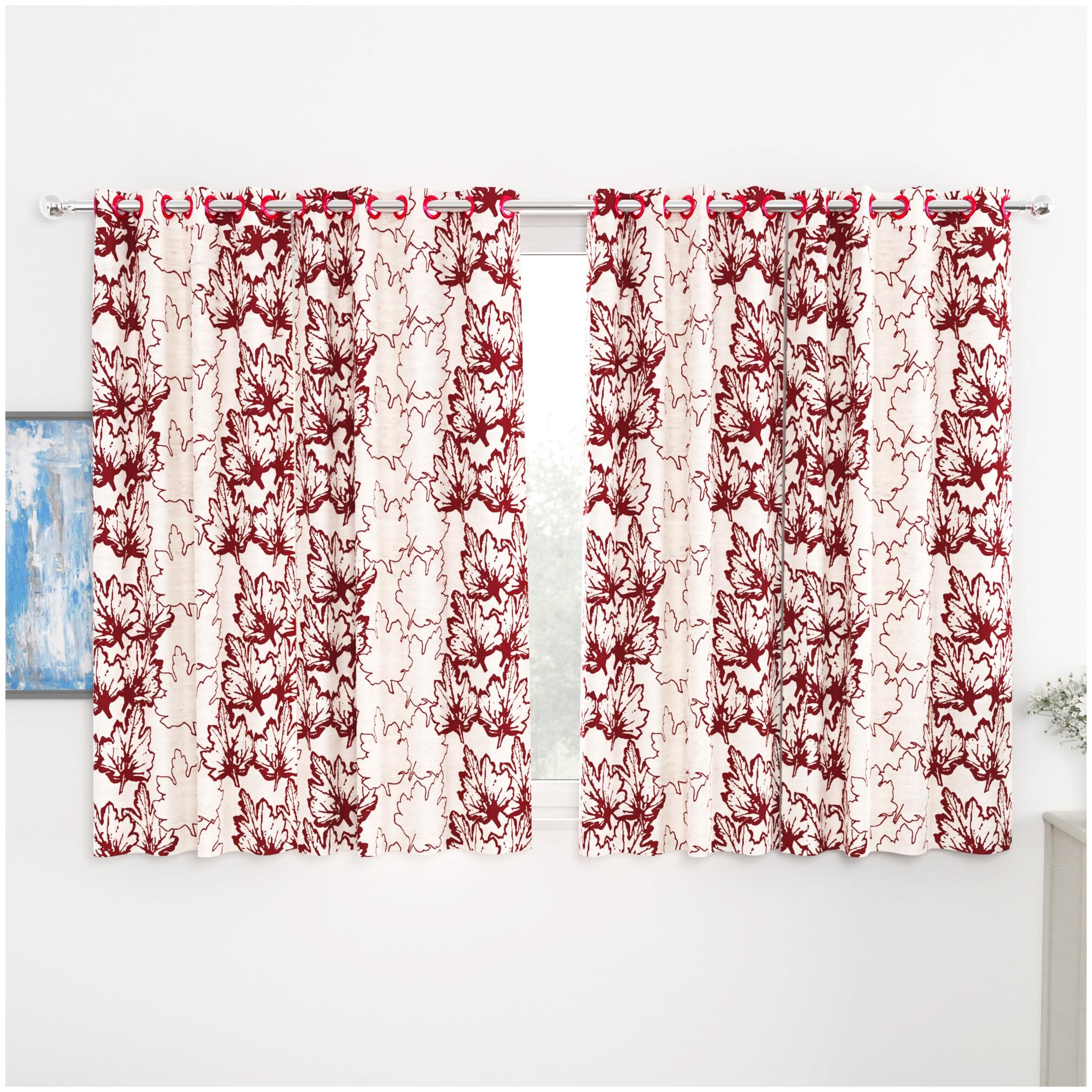 

Story Home Jacquard Window Blackout Maroon Regular Curtain ( Eyelet Closure Floral )