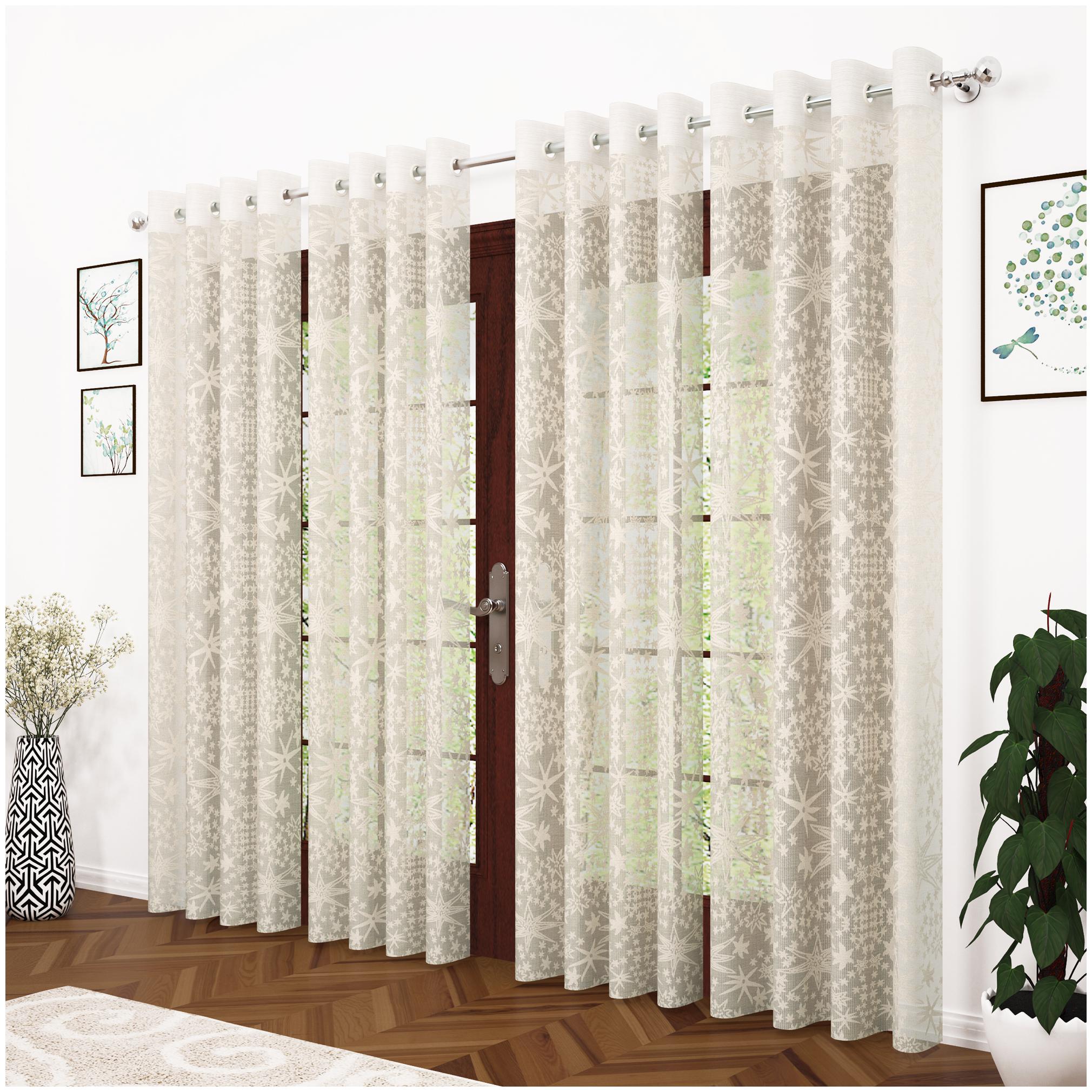 

Story Home Polyester Door Semi Transparent Beige Sheer Curtain ( Eyelet Closure Abstract )