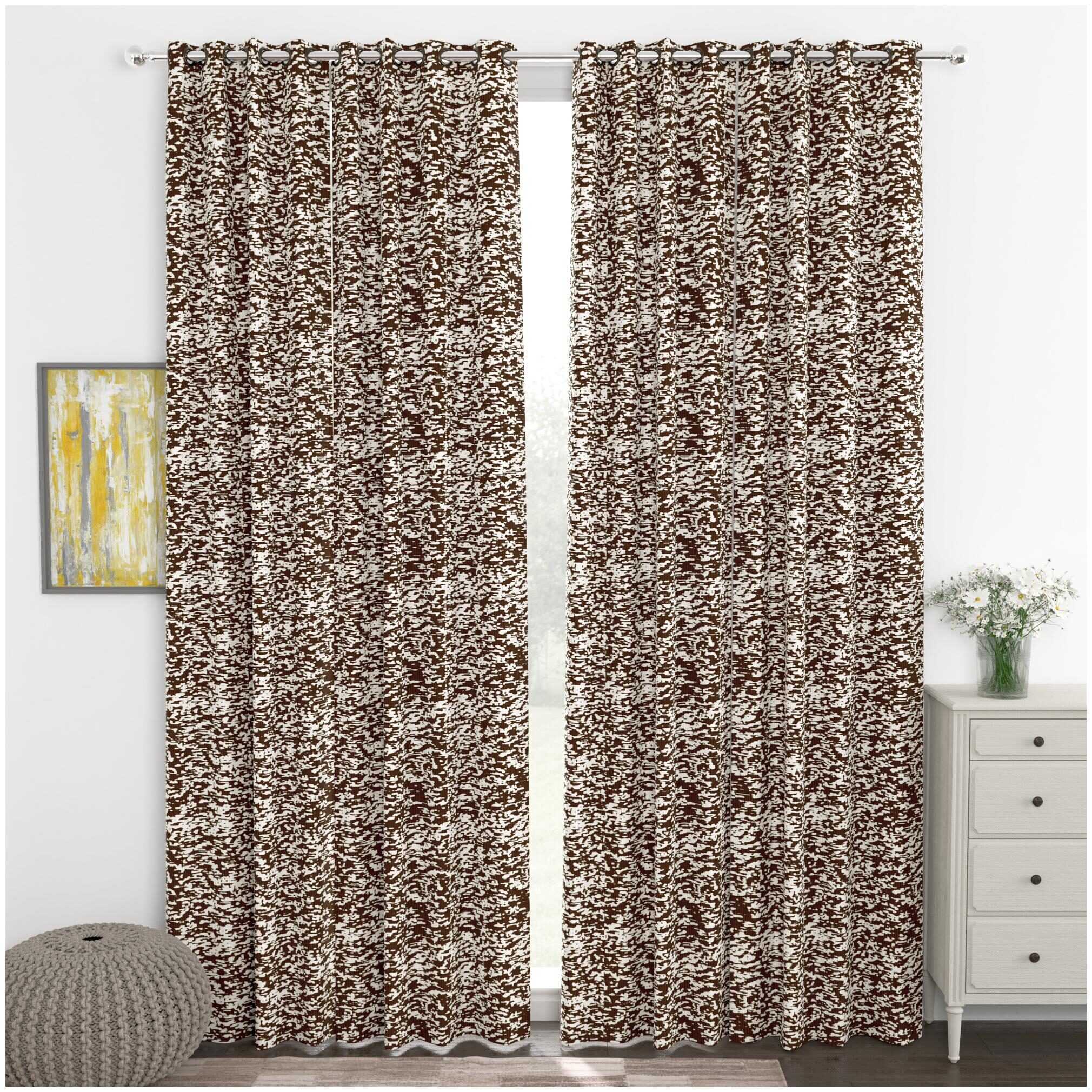 

Story Home Jacquard Door Blackout Brown Regular Curtain ( Eyelet Closure Abstract )