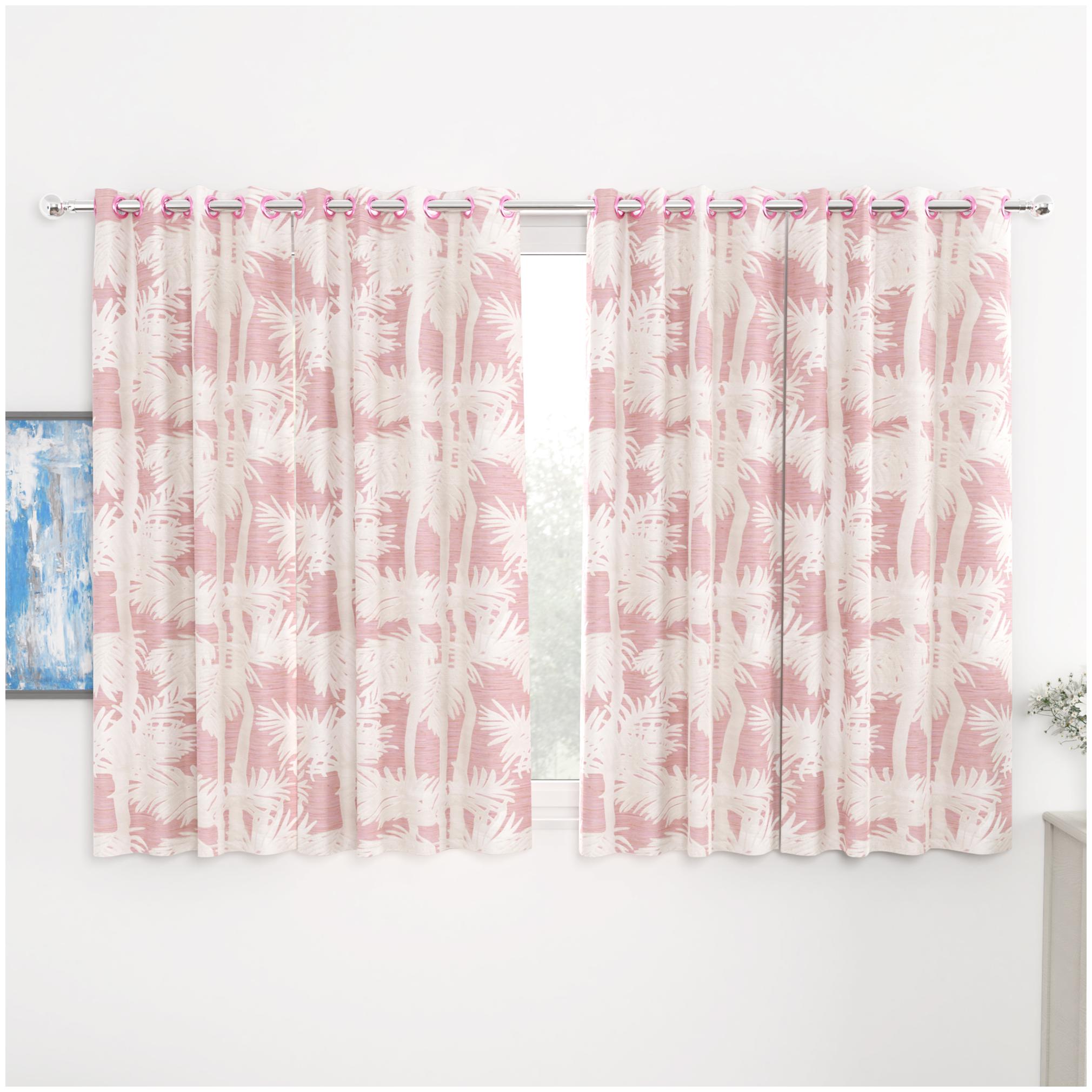 

Story Home Jacquard Window Blackout Pink Regular Curtain ( Eyelet Closure Floral )