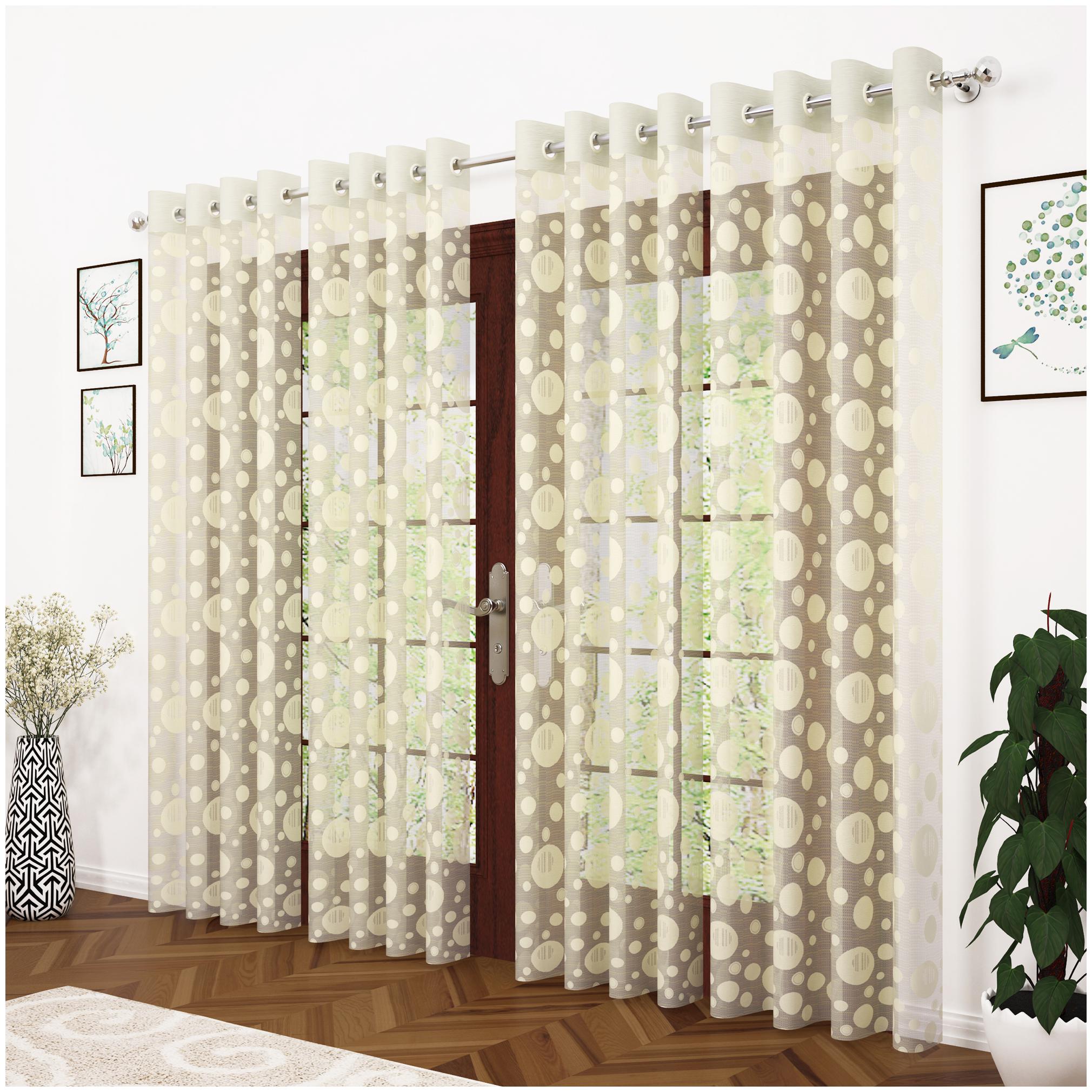 

Story Home Polyester Door Semi Transparent Beige Sheer Curtain ( Eyelet Closure Polka Dot )
