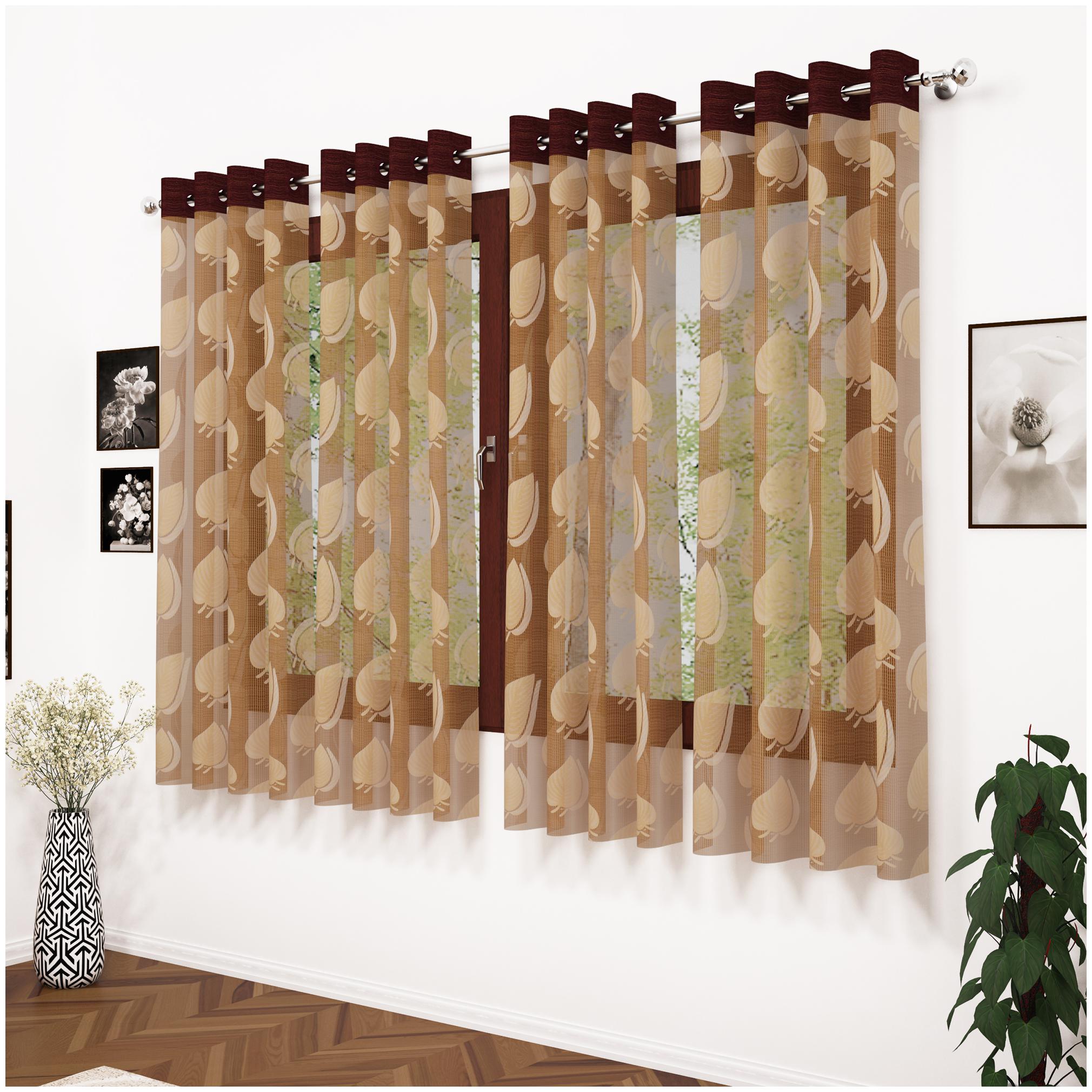 

Story Home Polyester Window Semi Transparent Brown Sheer Curtain ( Eyelet Closure Abstract )