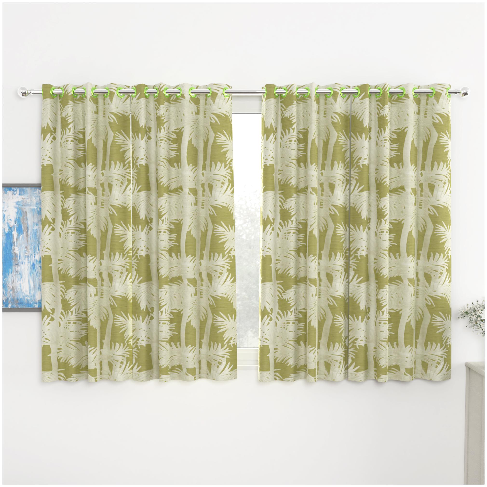 

Story Home Jacquard Window Blackout Green Regular Curtain ( Eyelet Closure Floral )