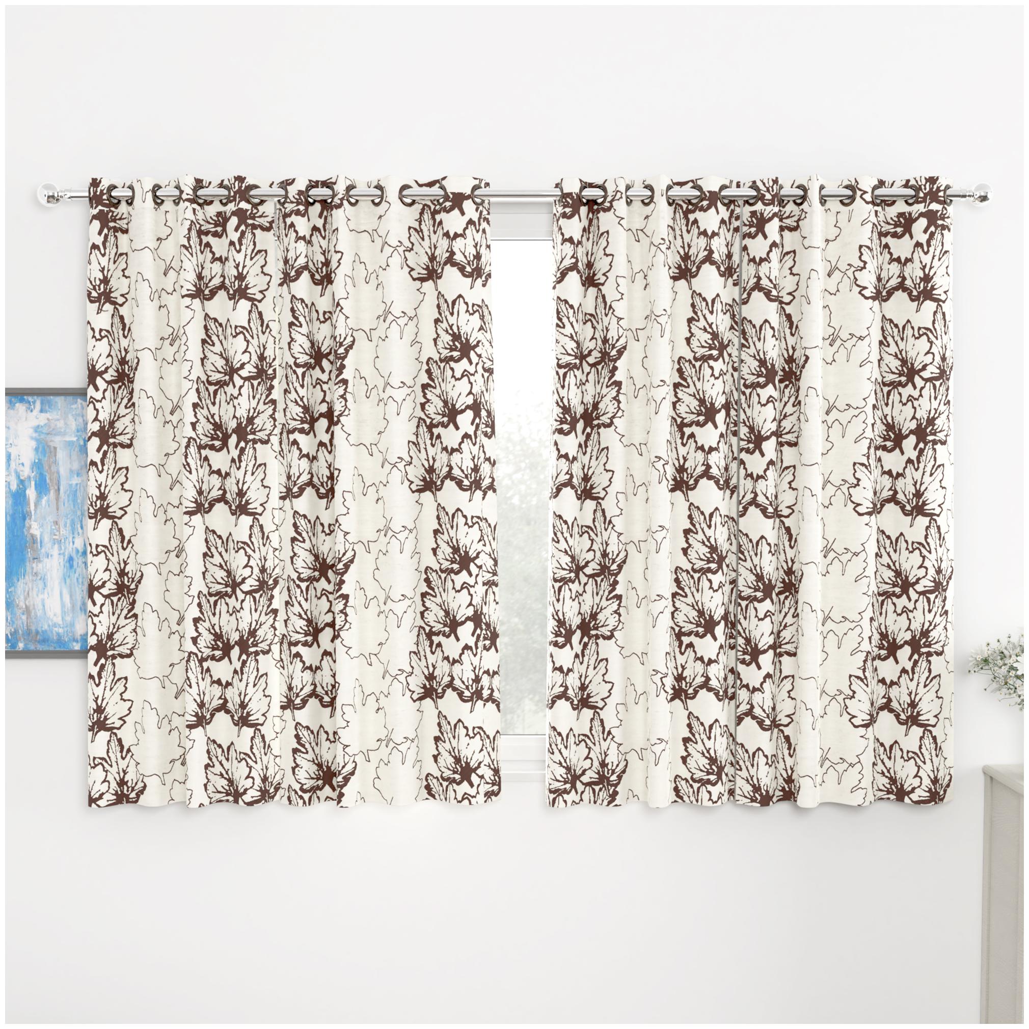 

Story Home Jacquard Window Blackout Brown Regular Curtain ( Eyelet Closure Floral )