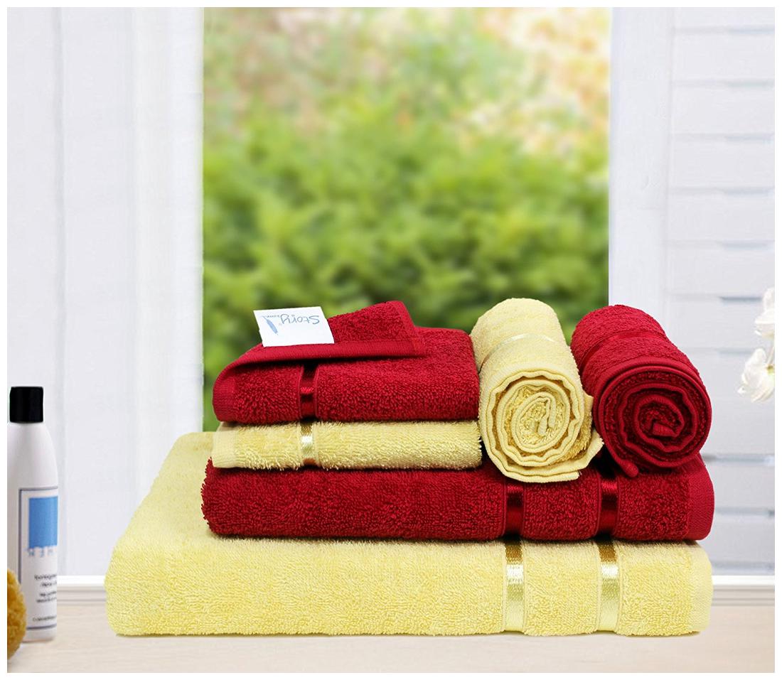 

Story Home 450 GSM Cotton Bath towel ( 6 pieces Red )