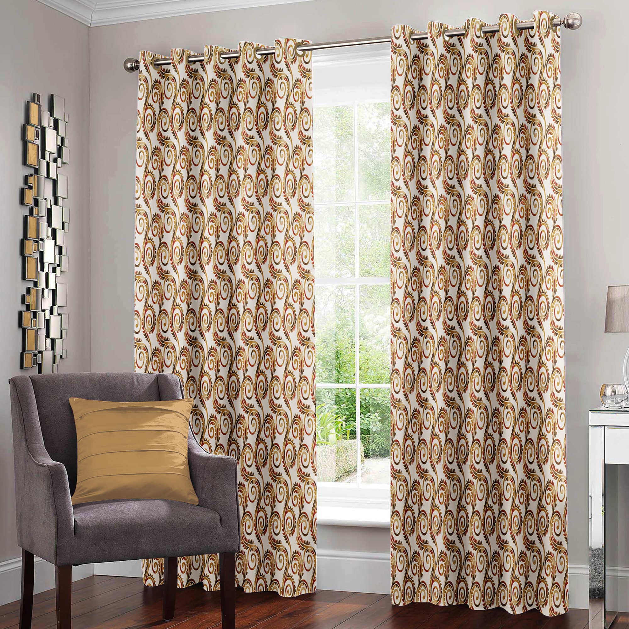 

Story Home Polyester Door Semi Transparent Beige Regular Curtain ( Eyelet Closure Abstract )