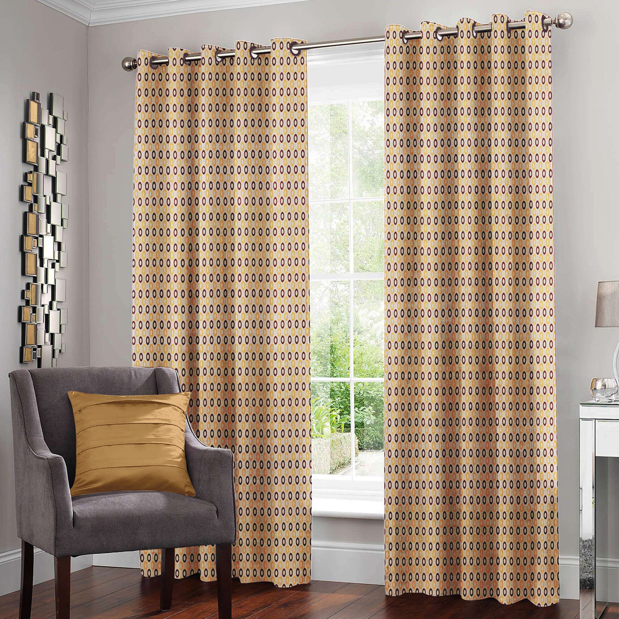 

Story Home Polyester Door Semi Transparent Beige Regular Curtain ( Eyelet Closure Abstract )