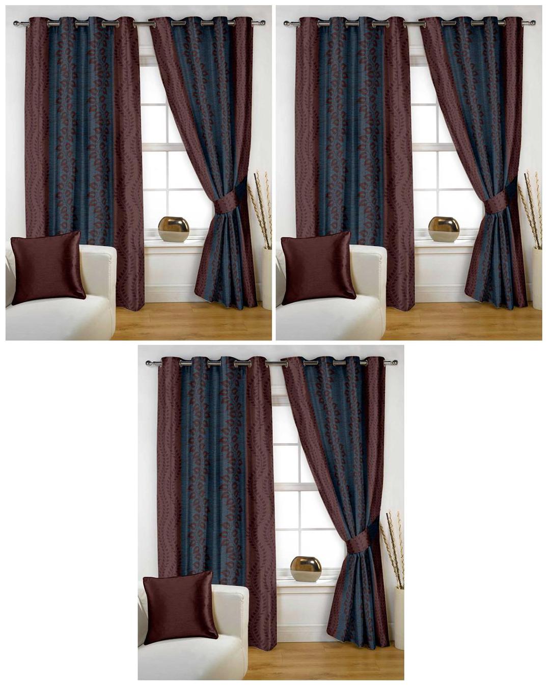 

Story Home Polyester Window Semi Transparent Brown Regular Curtain ( Eyelet Closure Abstract )