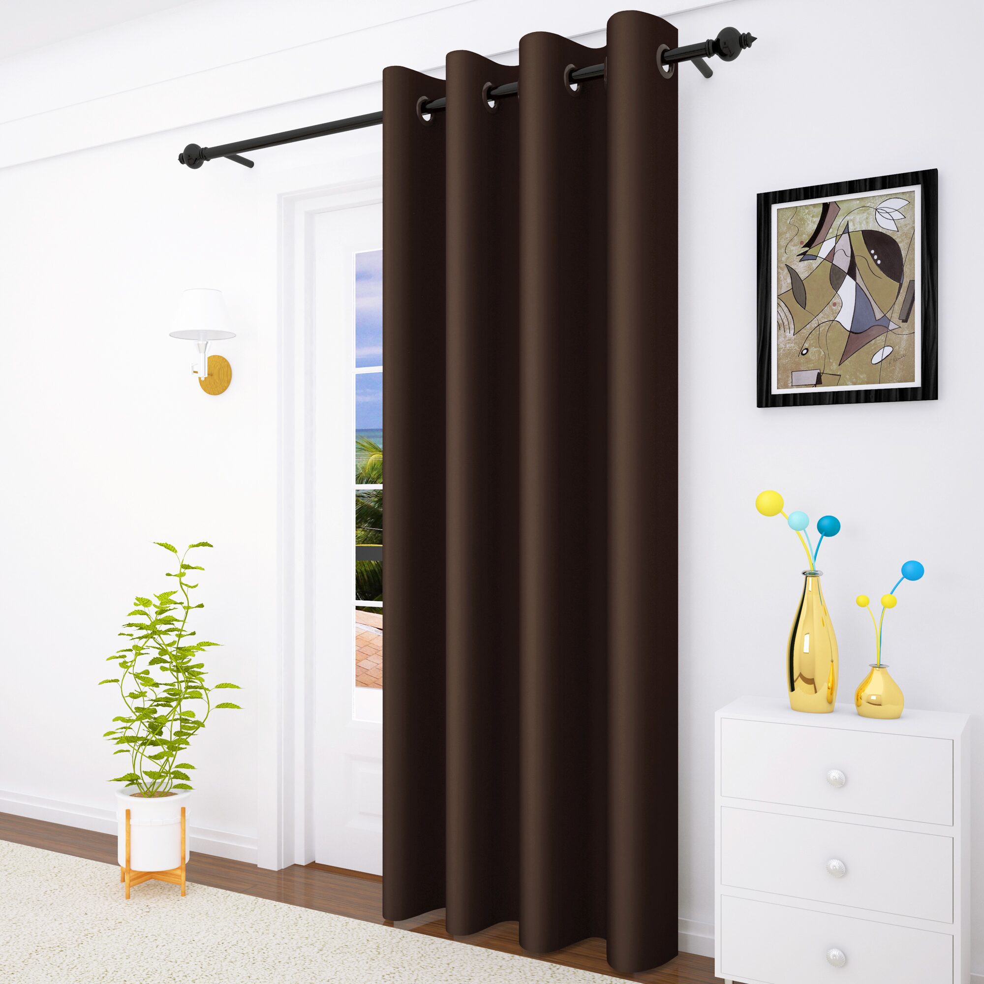 

Story Home 1 Pc Faux Silk Blackout Door Curtain-7 ft