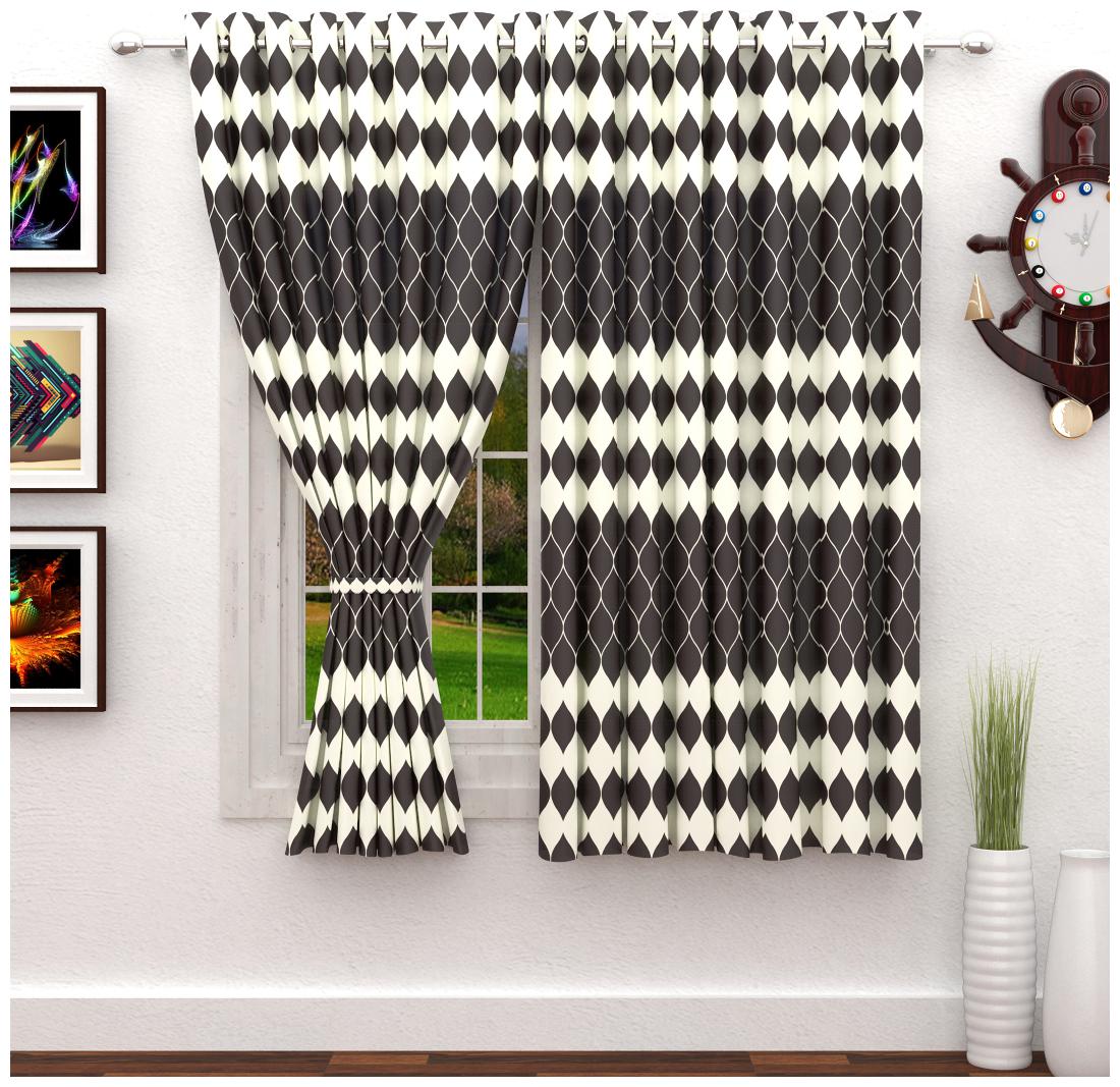 

Story Home Polyester Window Semi Transparent Black Regular Curtain ( Eyelet Closure Abstract )