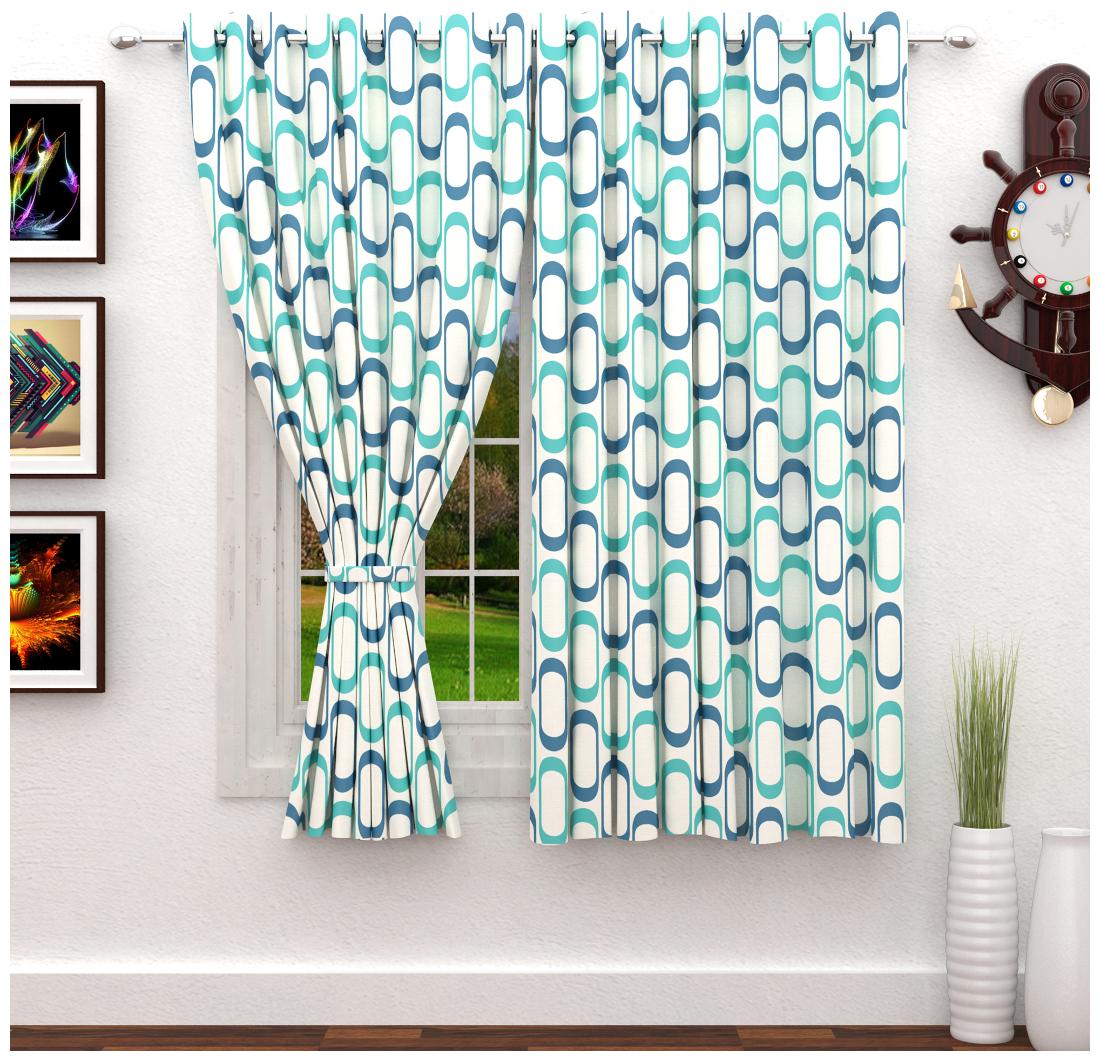 

Story Home Polyester Window Semi Transparent Blue Regular Curtain ( Eyelet Closure Abstract )