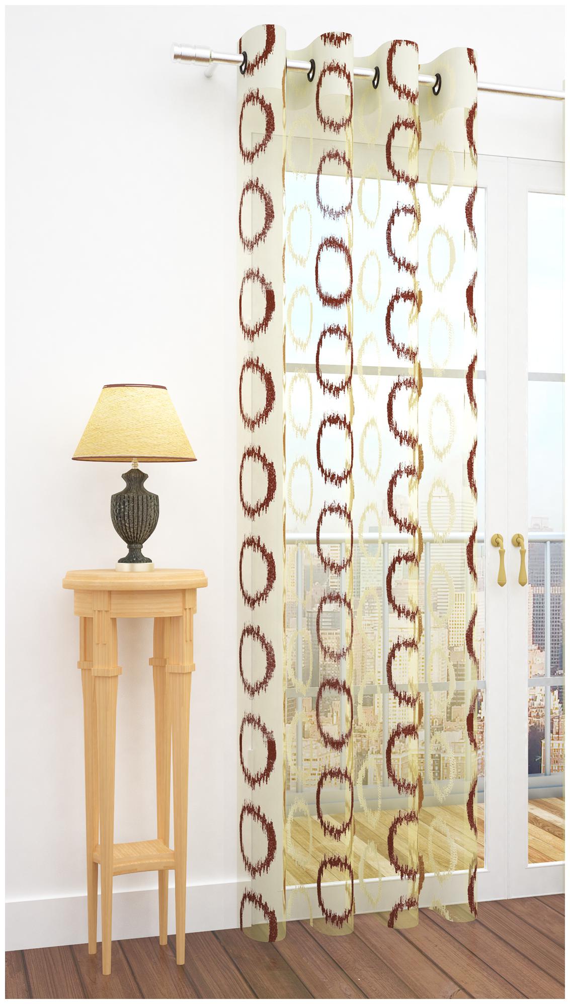 

Story Home Polyester Door Transparent Brown Sheer Curtain ( Eyelet Closure Abstract )