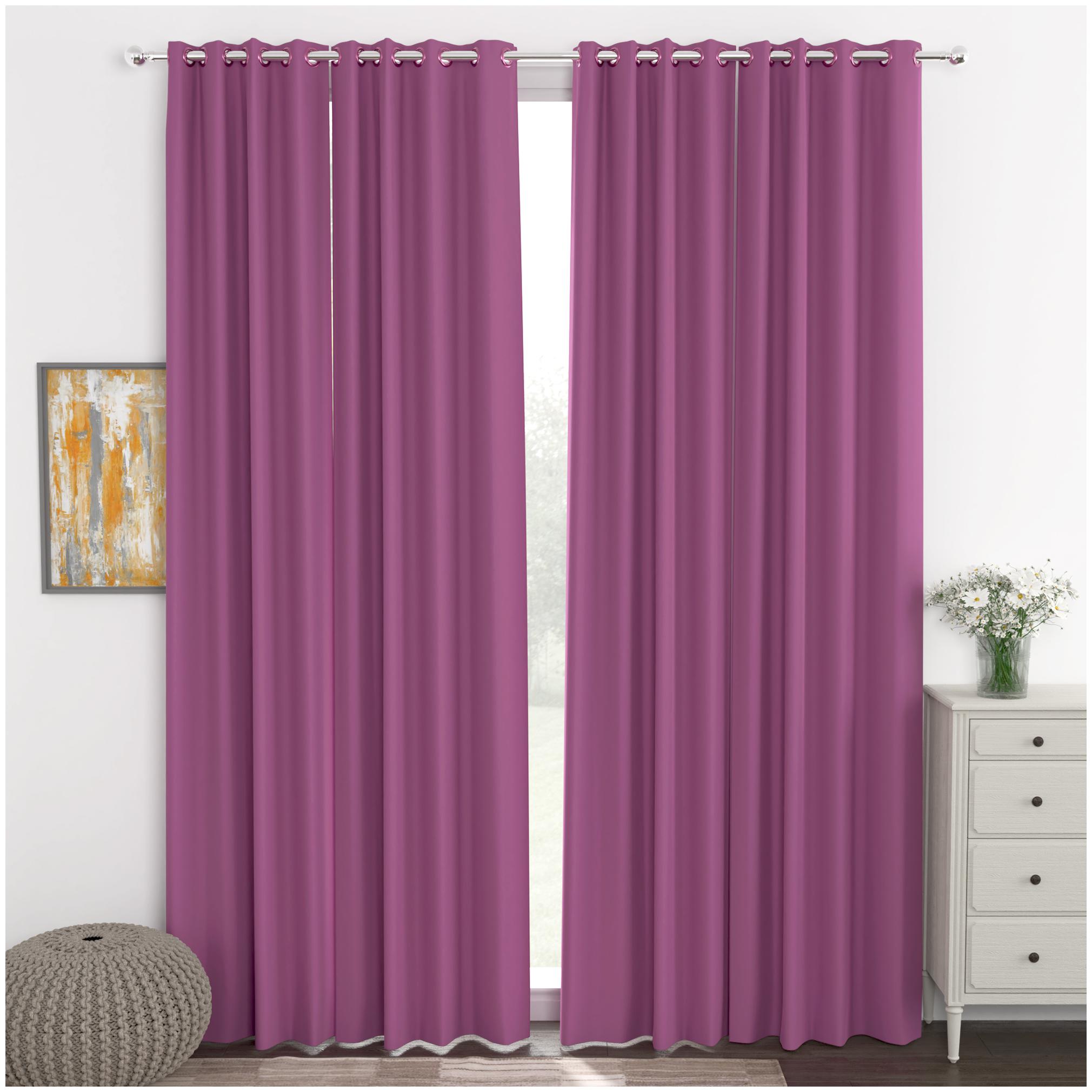 

Story Home Faux Silk Door Blackout Lavender Regular Curtain ( Eyelet Closure Solid )